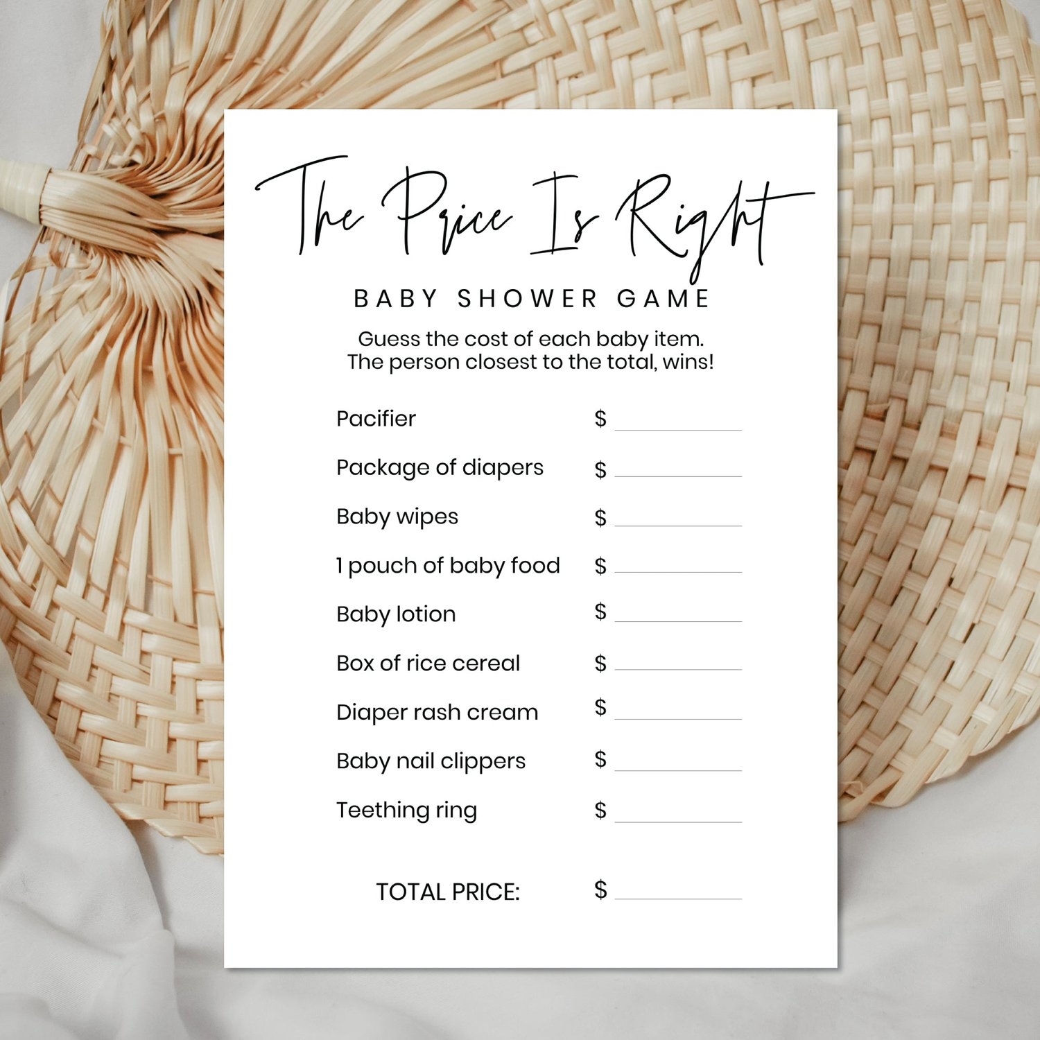 Price Is Right Baby Shower Game Printable