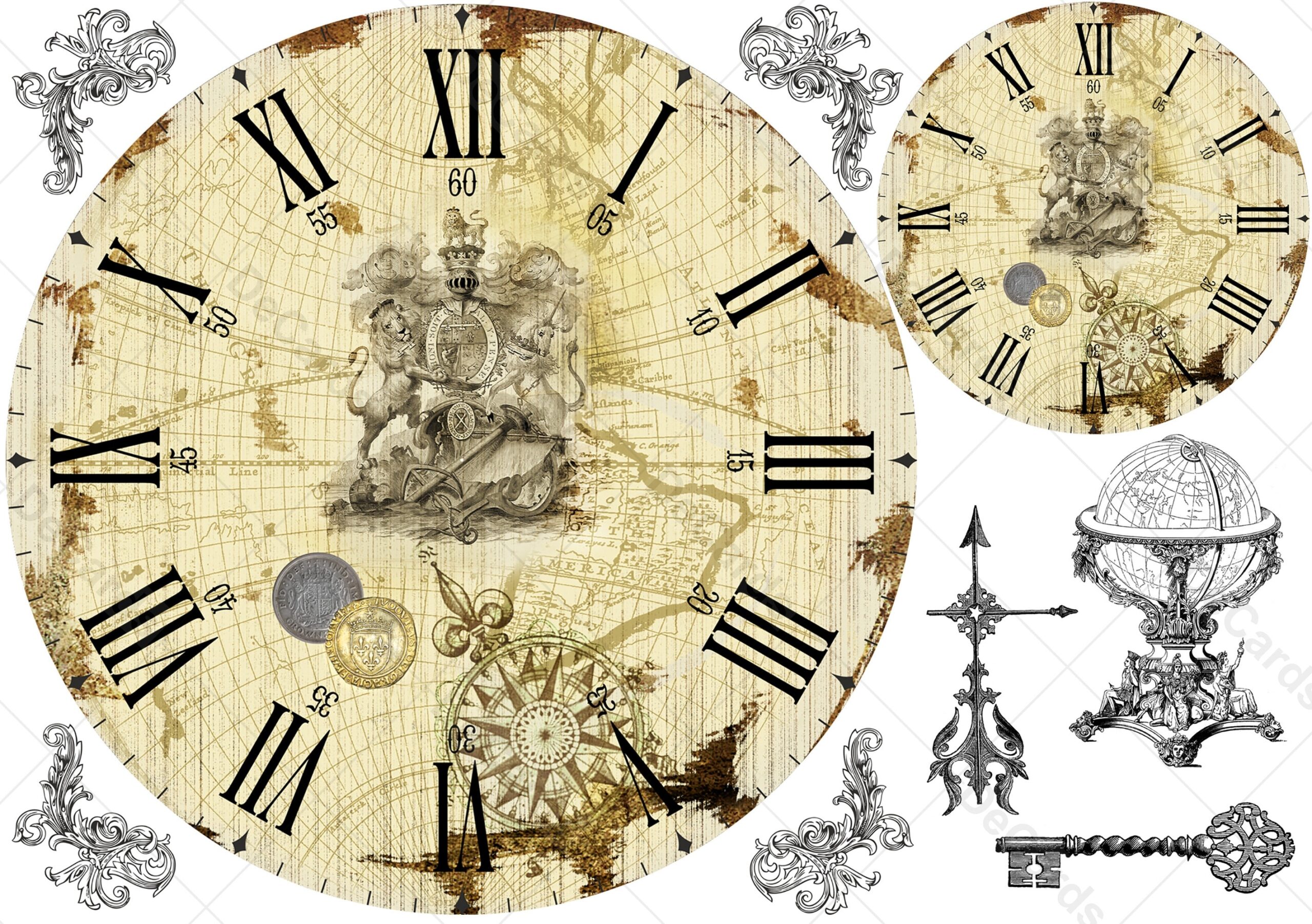 Printable Clock Face Template Large 7 87 200mm antique Clock For Watch Dials Decoupaging DIY Proje ts Home Decor Gifts Making Etsy
