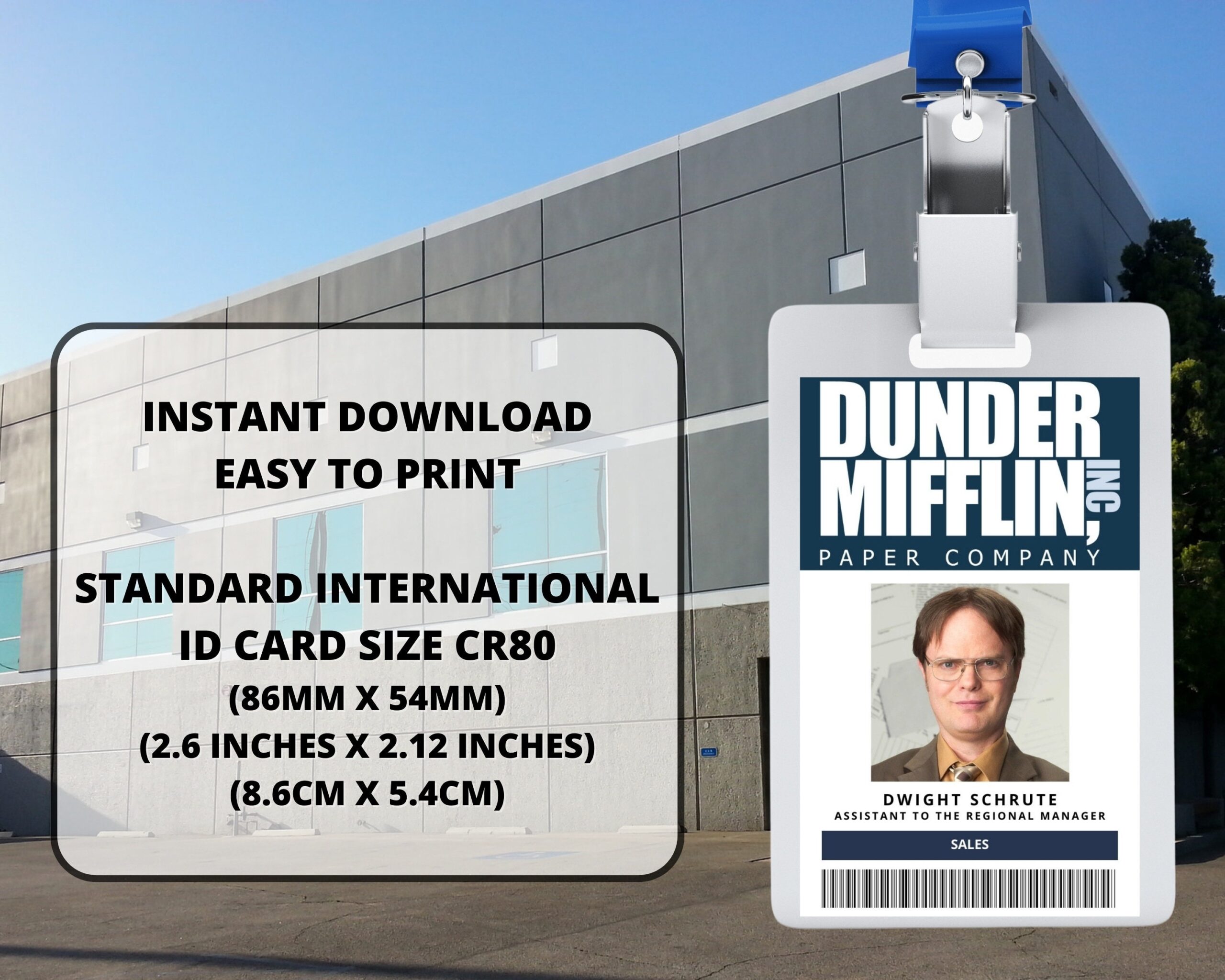 PRINTABLE Dwight Schrute The Office Memorial Cosplay Id Card Id Badge Name Badge Pass Replica Tshirt Card Fancy Dress Halloween Etsy