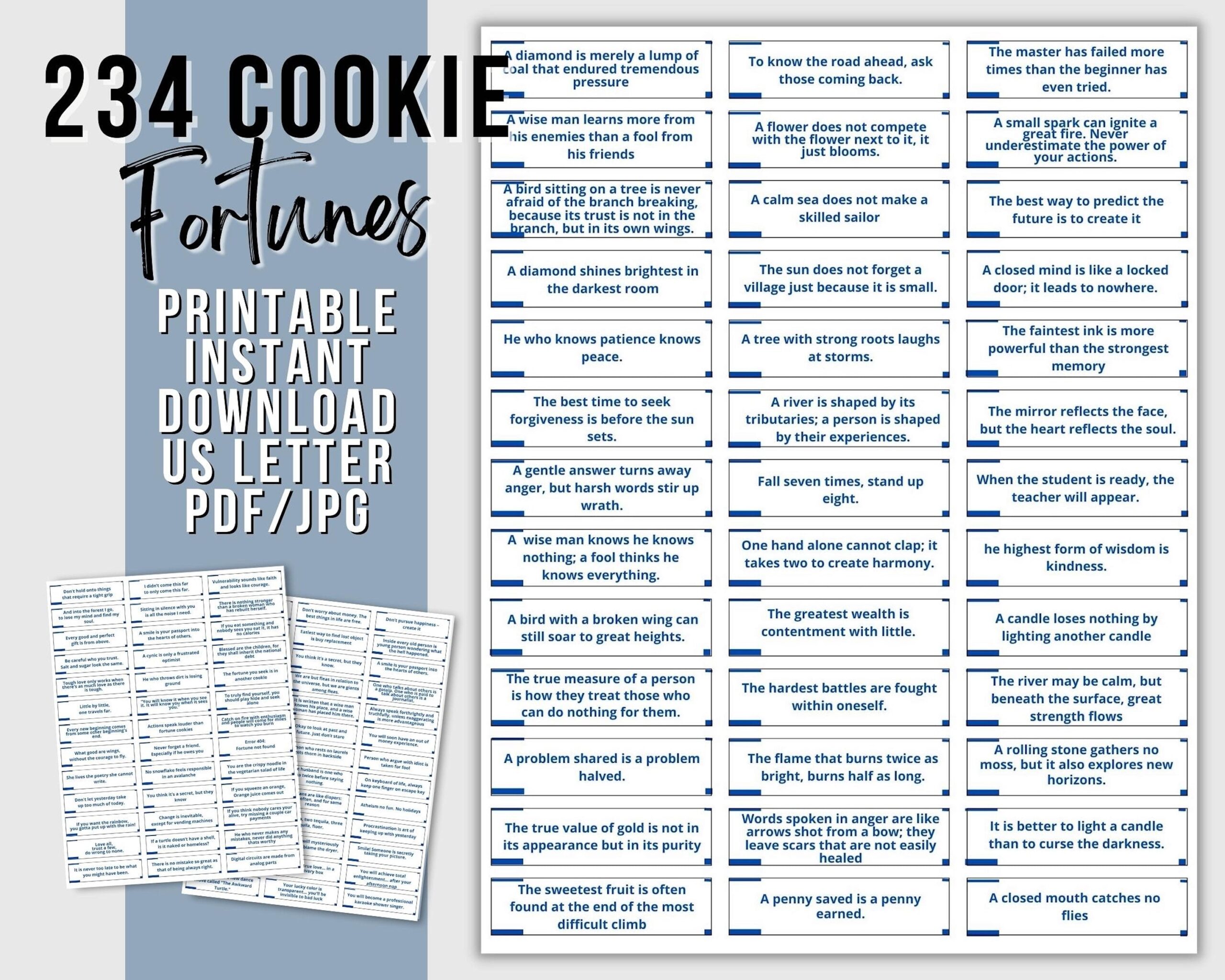 Printable Fortune Cookie Sayings Pdf
