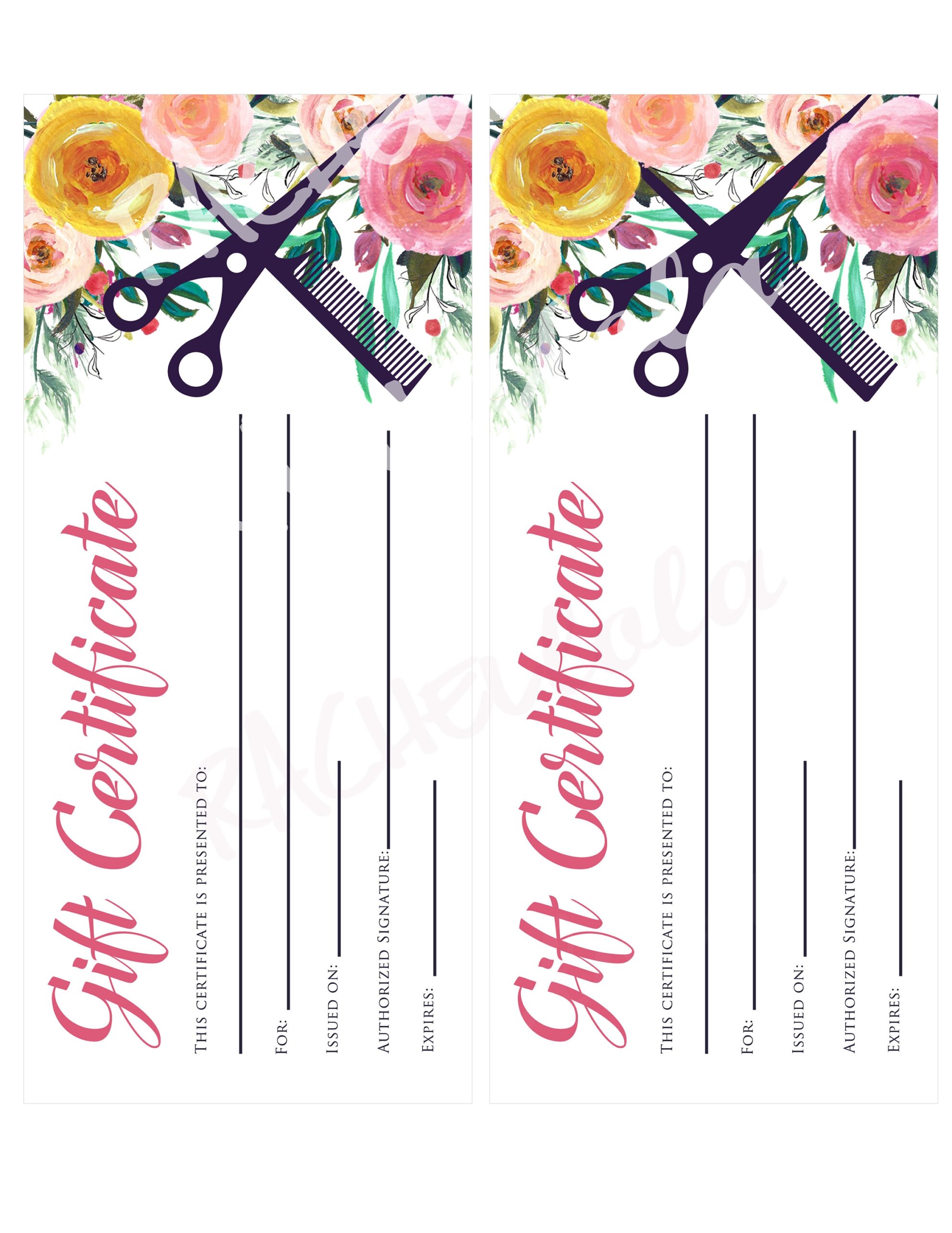 Free Printable Hair Gift Certificates