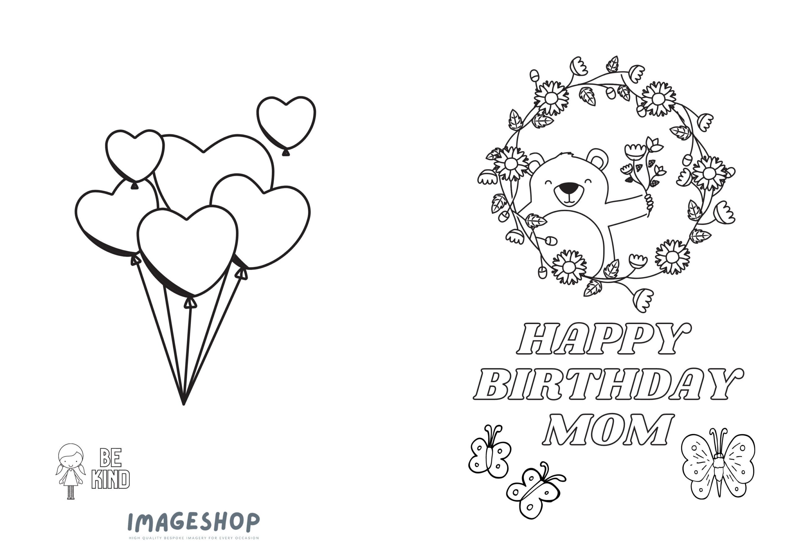 Printable Happy Birthday Mom mum Colouring In Card Printable Digital Download Gift Card Happy Birthday Card Instant Download Etsy UK
