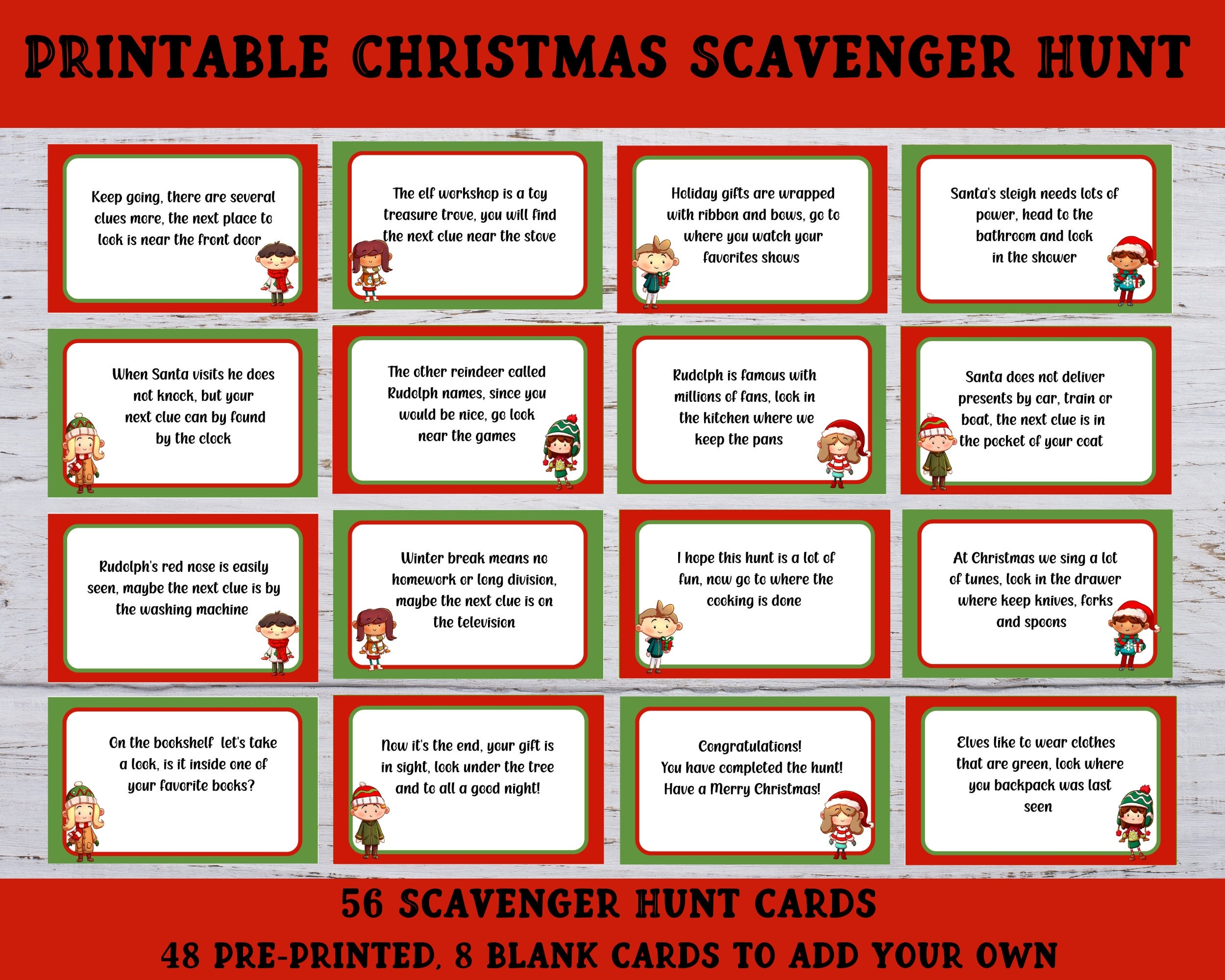 Printable Indoor Scavenger Hunt Cards