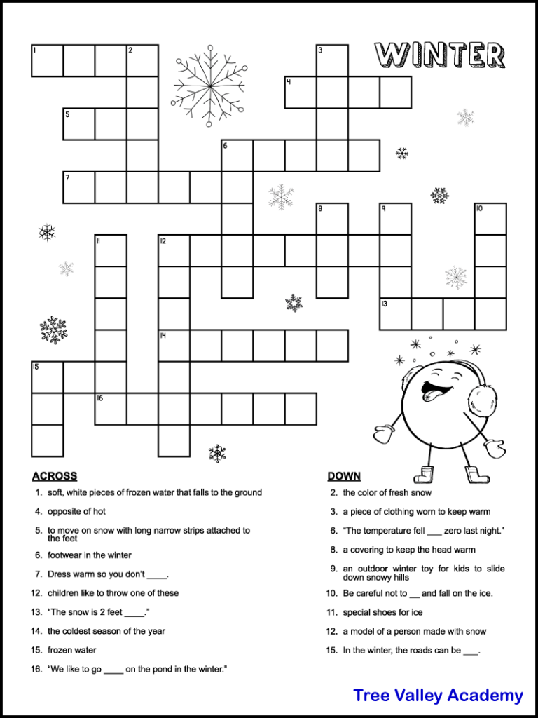 Crossword Puzzles For Kids Printable