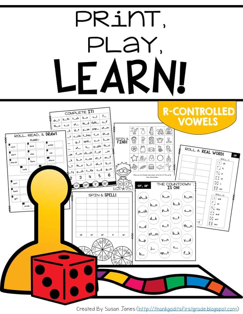 R Controlled Vowels Games Activities Print Play LEARN Susan Jones Teaching