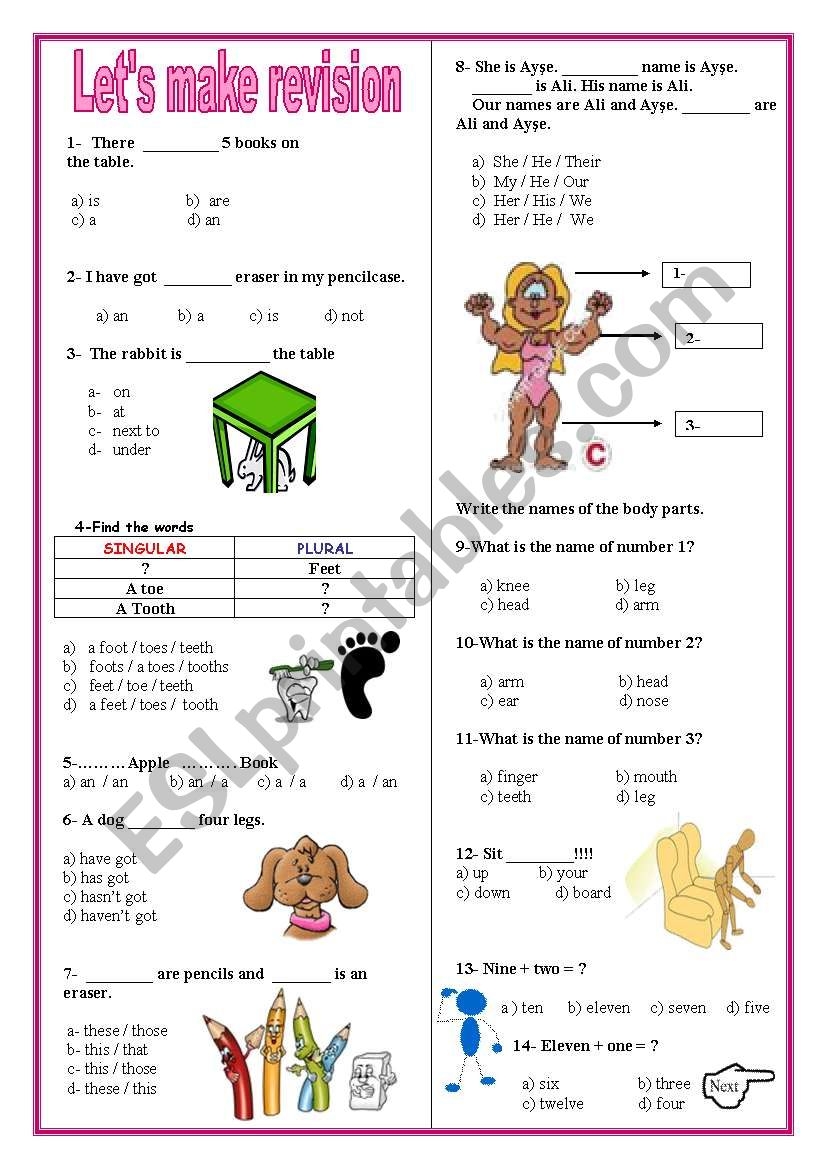 English Test For Beginners Printable