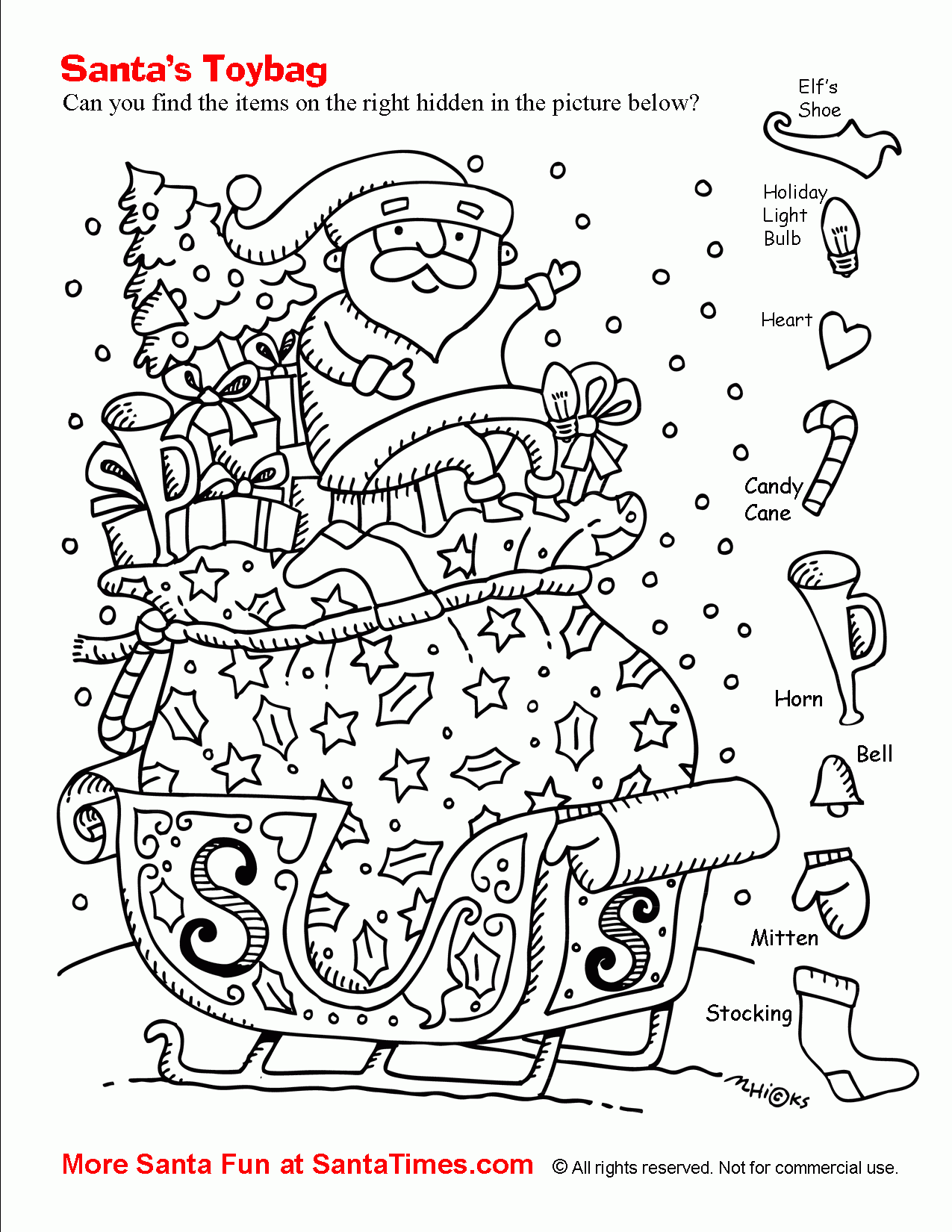 Free Hard Christmas Printable Hidden Pictures Worksheets