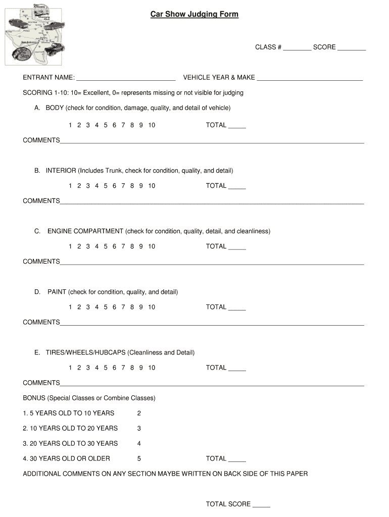 Show Judging Form Fill Online Printable Fillable Blank PdfFiller