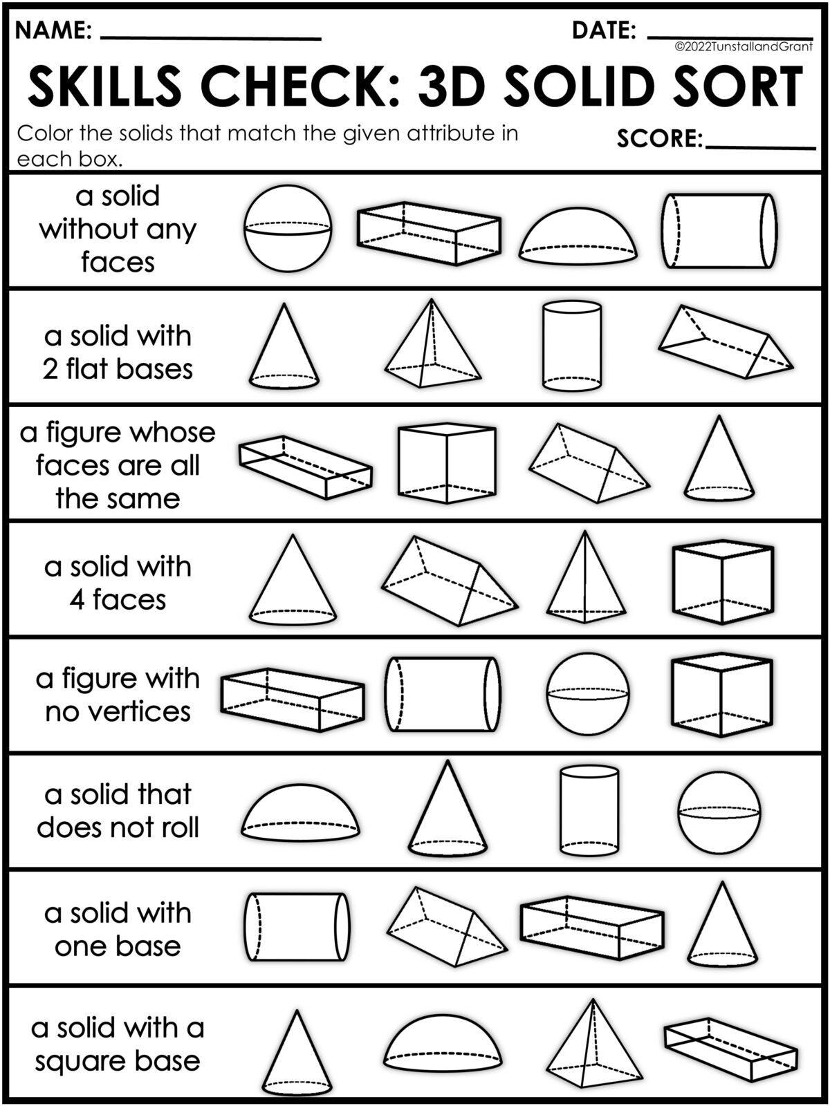Skills Check Quick One Skill Math Assessments Tunstall s Teaching