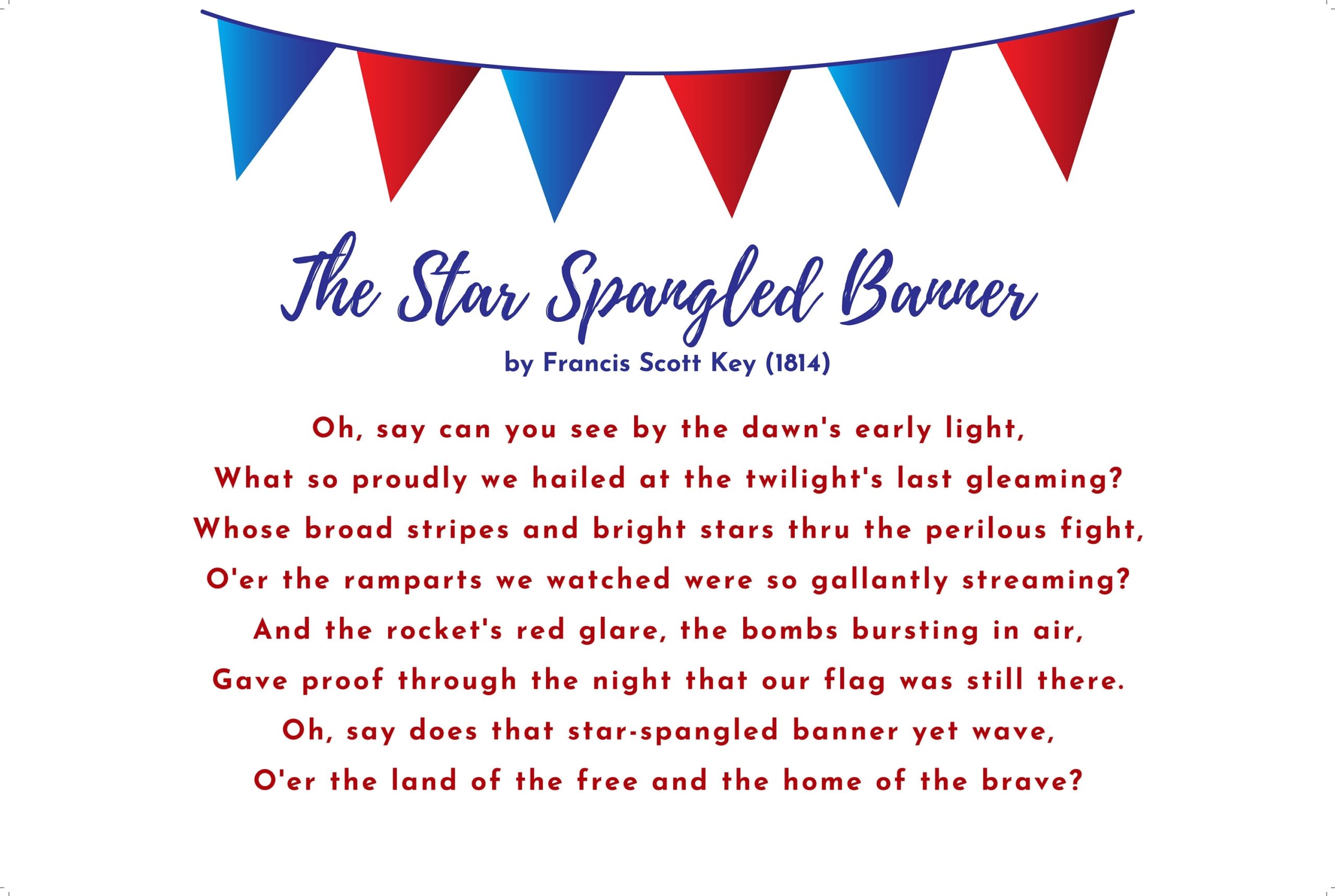 Lyrics To Star Spangled Banner Printable