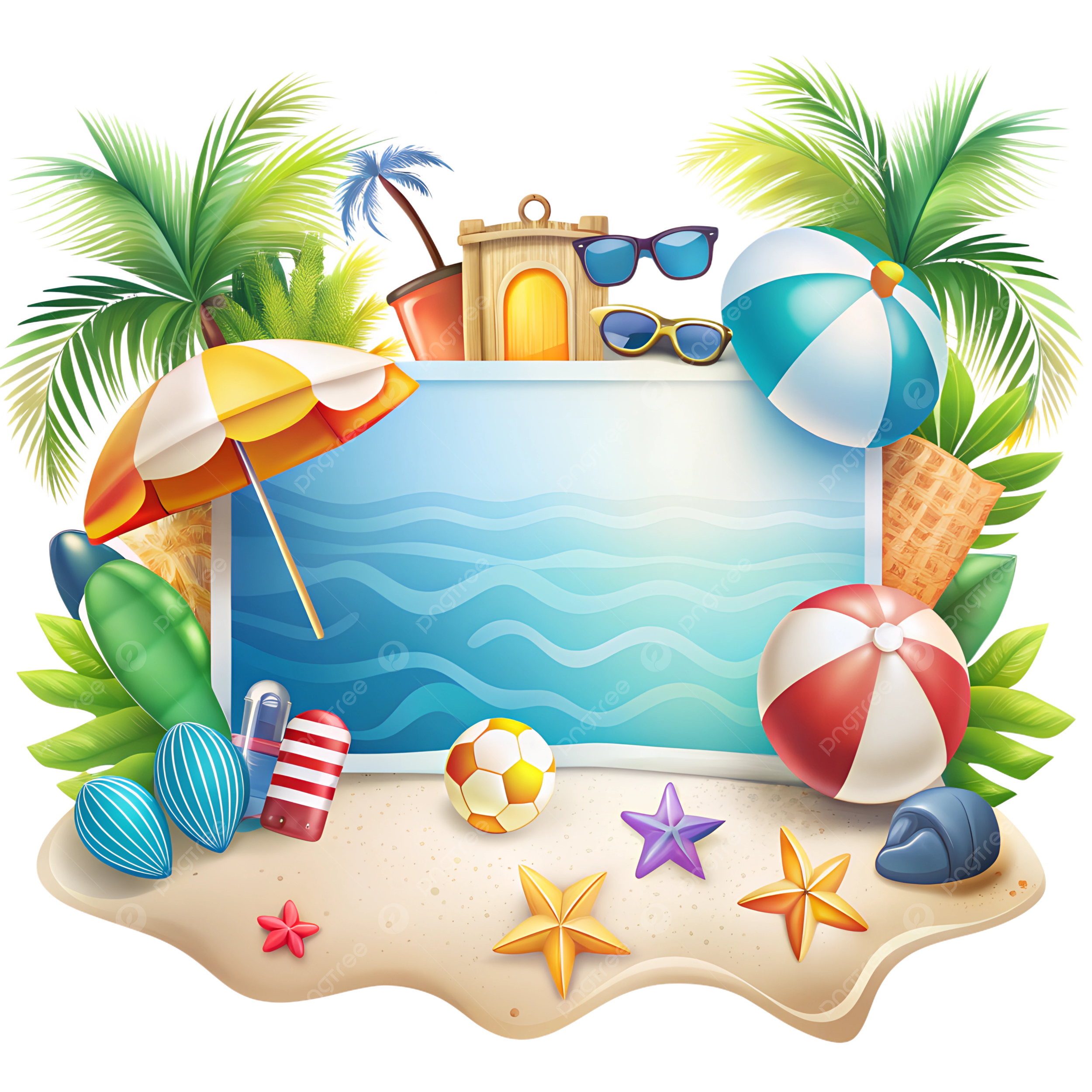 Free Printable Cartoon Summer Beach Clipart