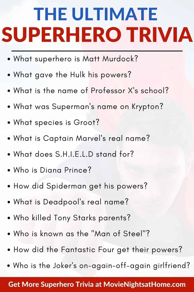 Superhero Trivia Questions And Answers Marvel DC 