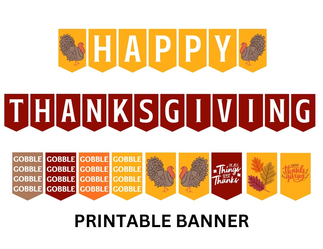 Thanksgiving Printable Banner Happy Thanksgiving Printable Sign Friendsgiving Banner Thanksgiving Decor Happy Thanksgiving Fall Banner Etsy