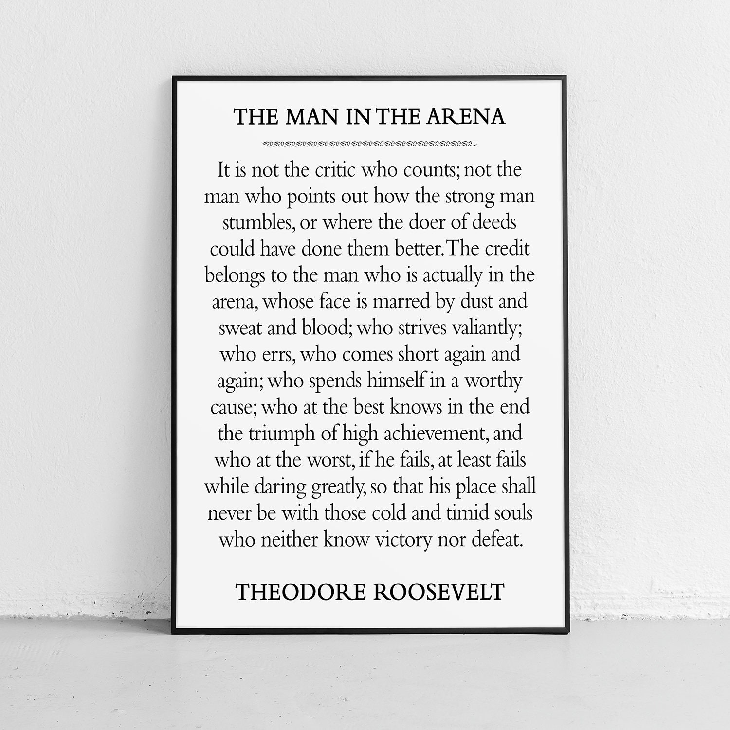 The Man In The Arena Motivational Unframed Poster Or Print By Theodore Roosevelt Etsy de