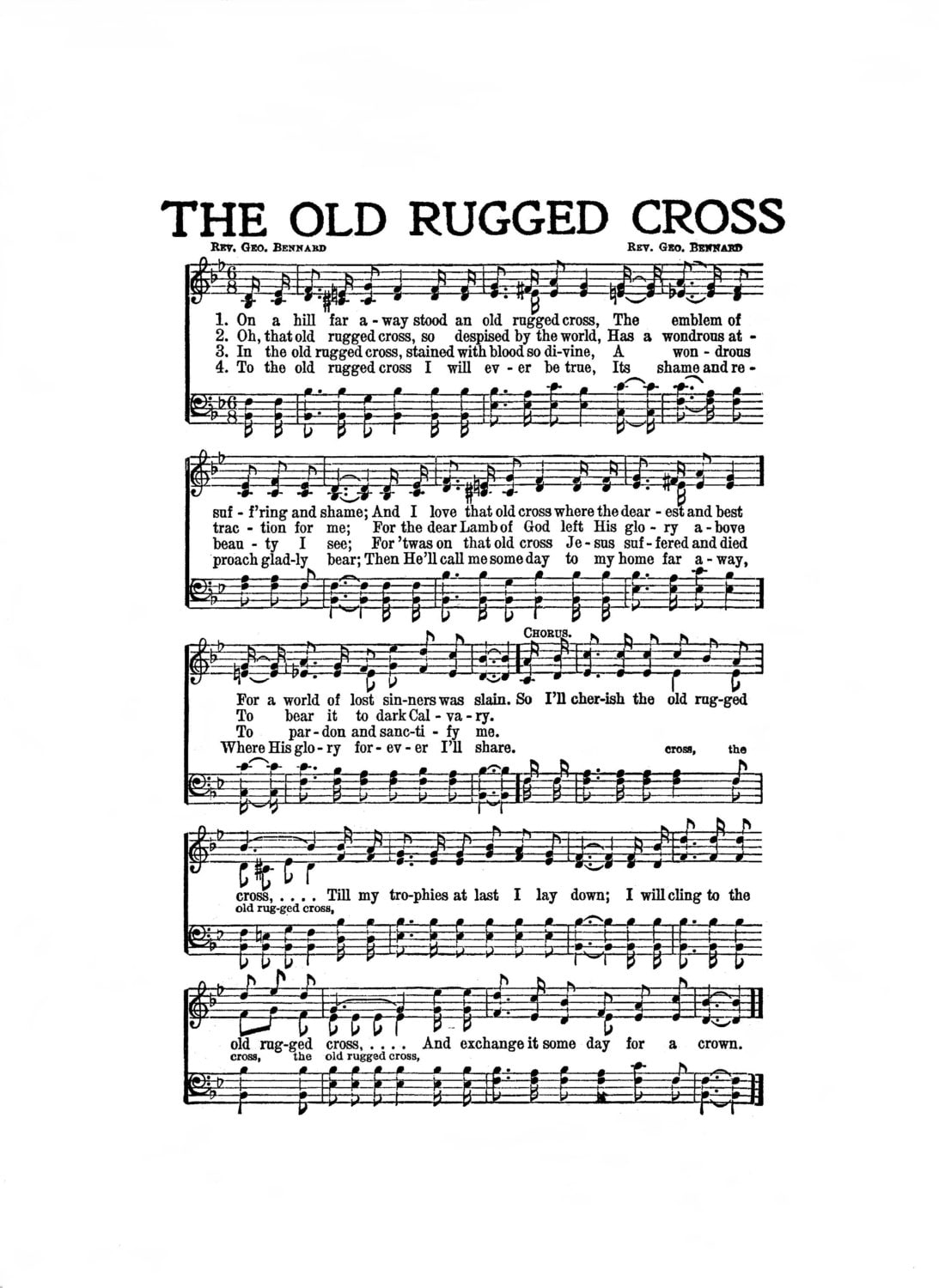 The Old Rugged Cross Hymn Digital Sheet Music Easter Christian Block Letters Jesus Grace Art Gift Do It Yourself Faith Grandmother Dad Etsy UK
