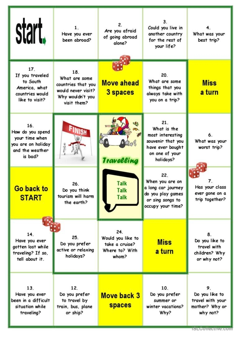Travelling Board Game Board Game English ESL Worksheets Pdf Doc