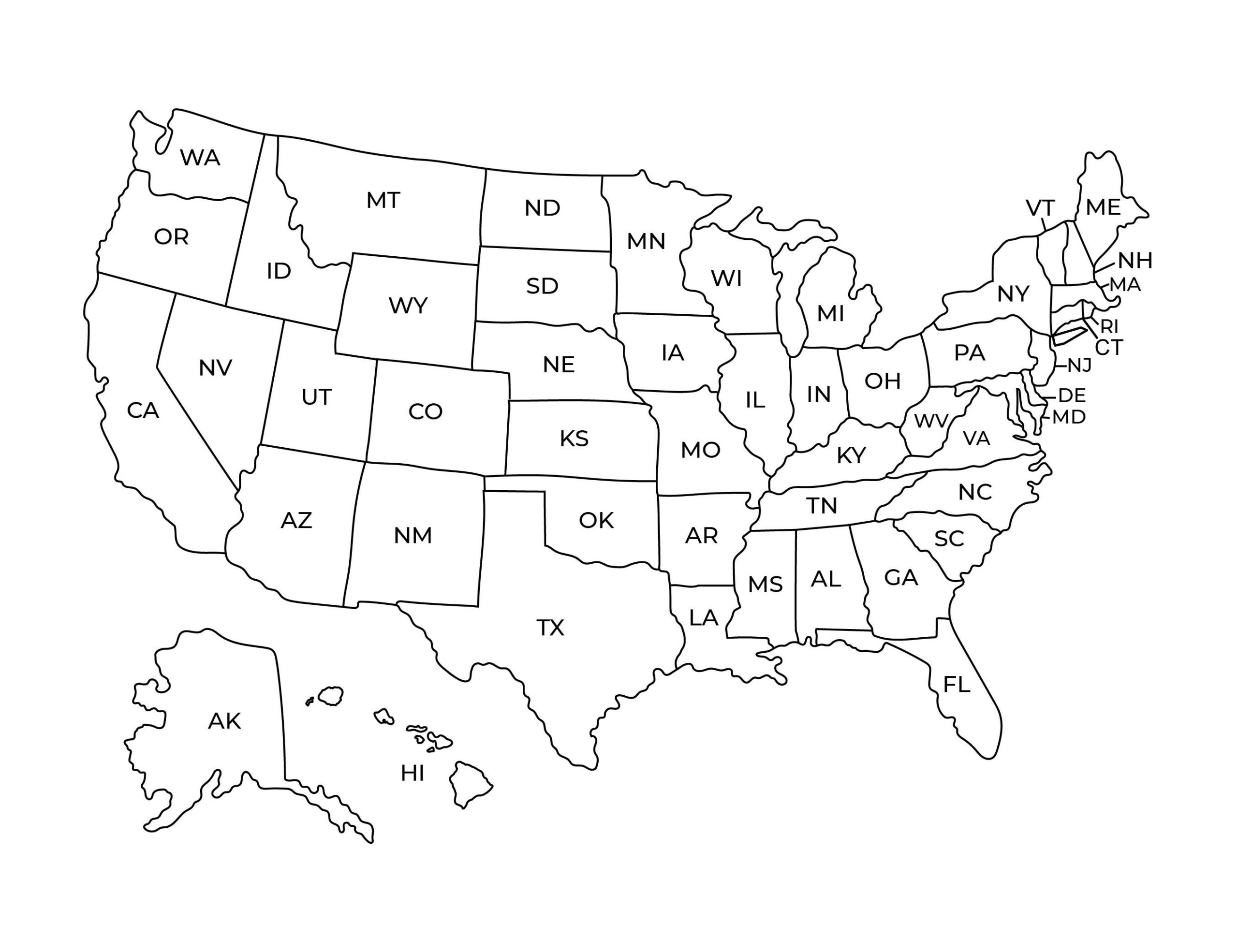 Printable Map Of The Usa