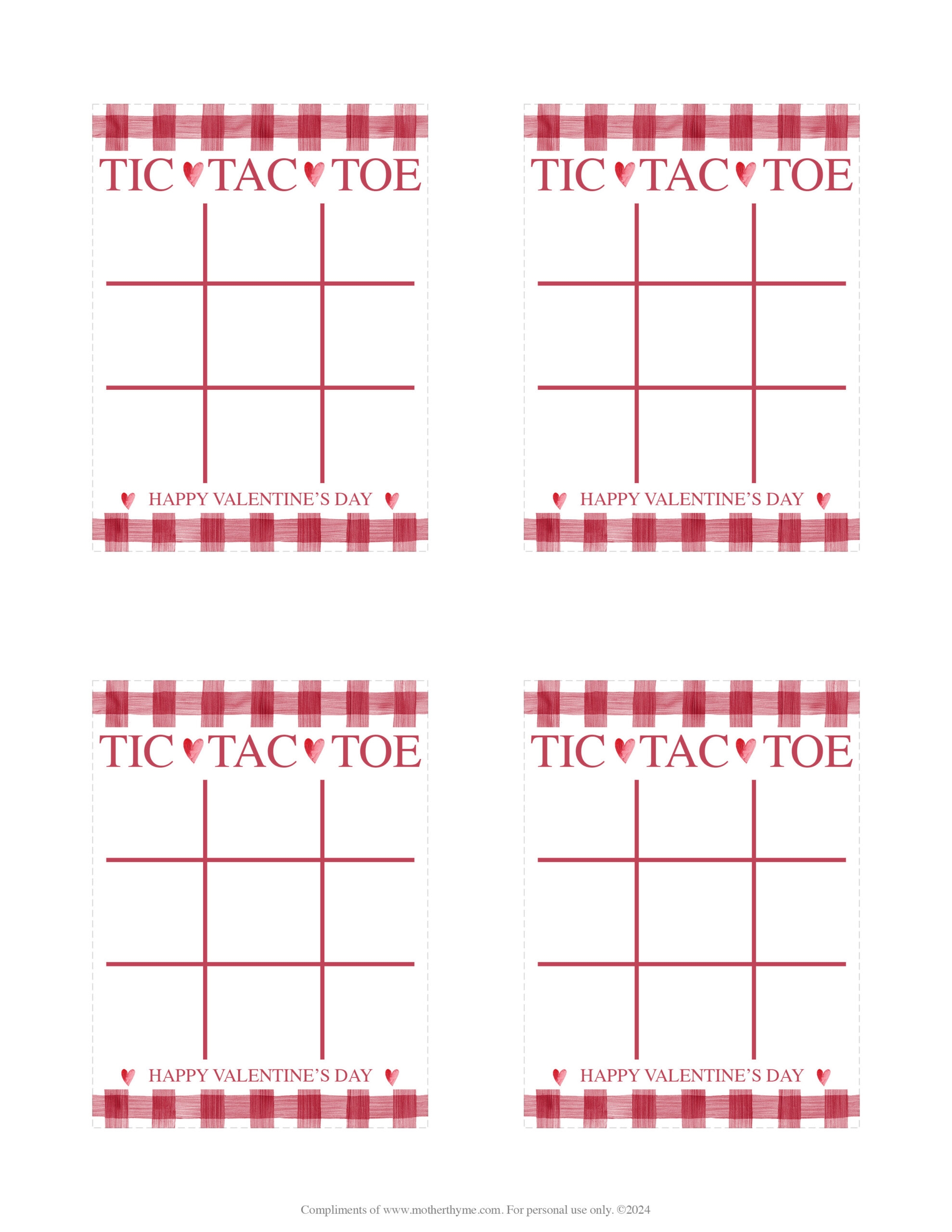 Valentine Tic Tac Toe Printable