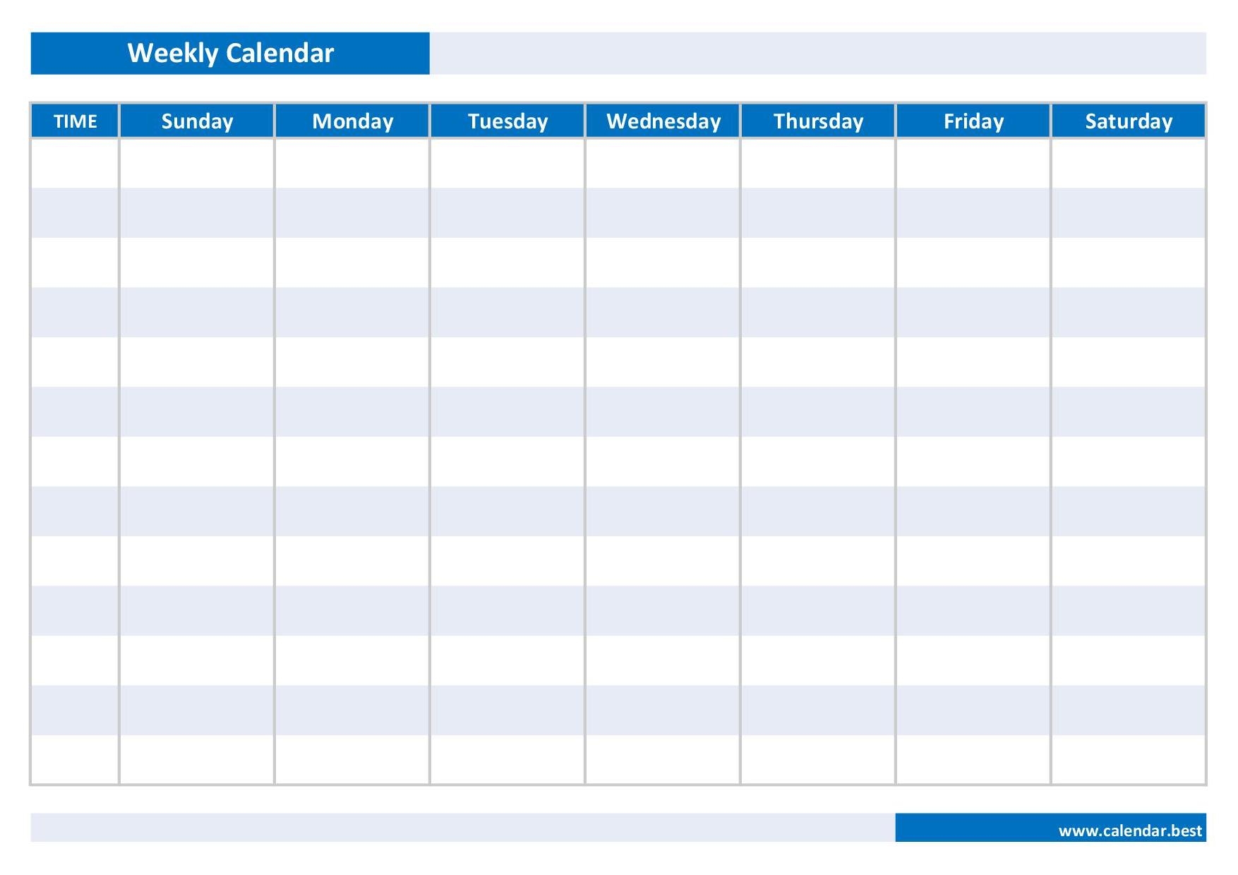 Printable Weekly Calendar With Time Slots