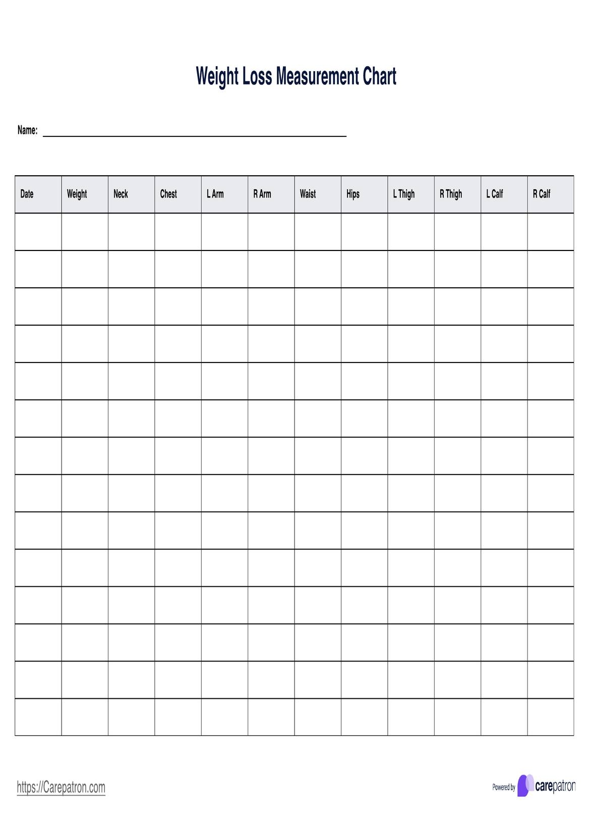 Printable Weight Loss Measurement Chart