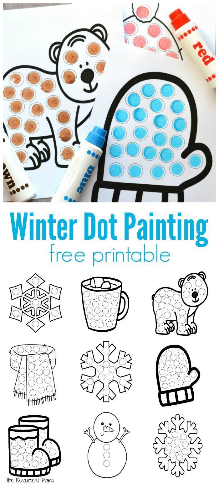 Winter Dot Painting Free Printable 