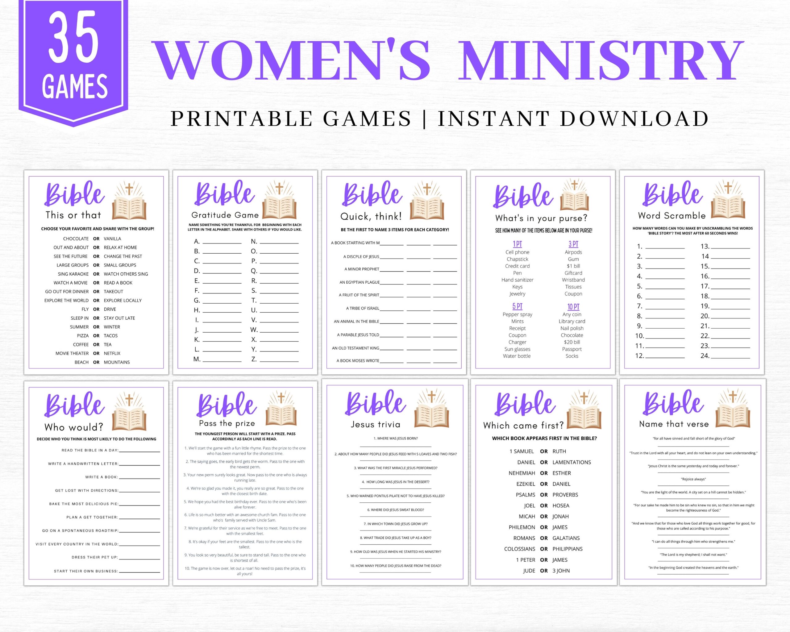 Womens Ministry Games Bible Games Women s Ministry Christian Games Womens Retreat Games Bible Games For Adults Printable Games Etsy