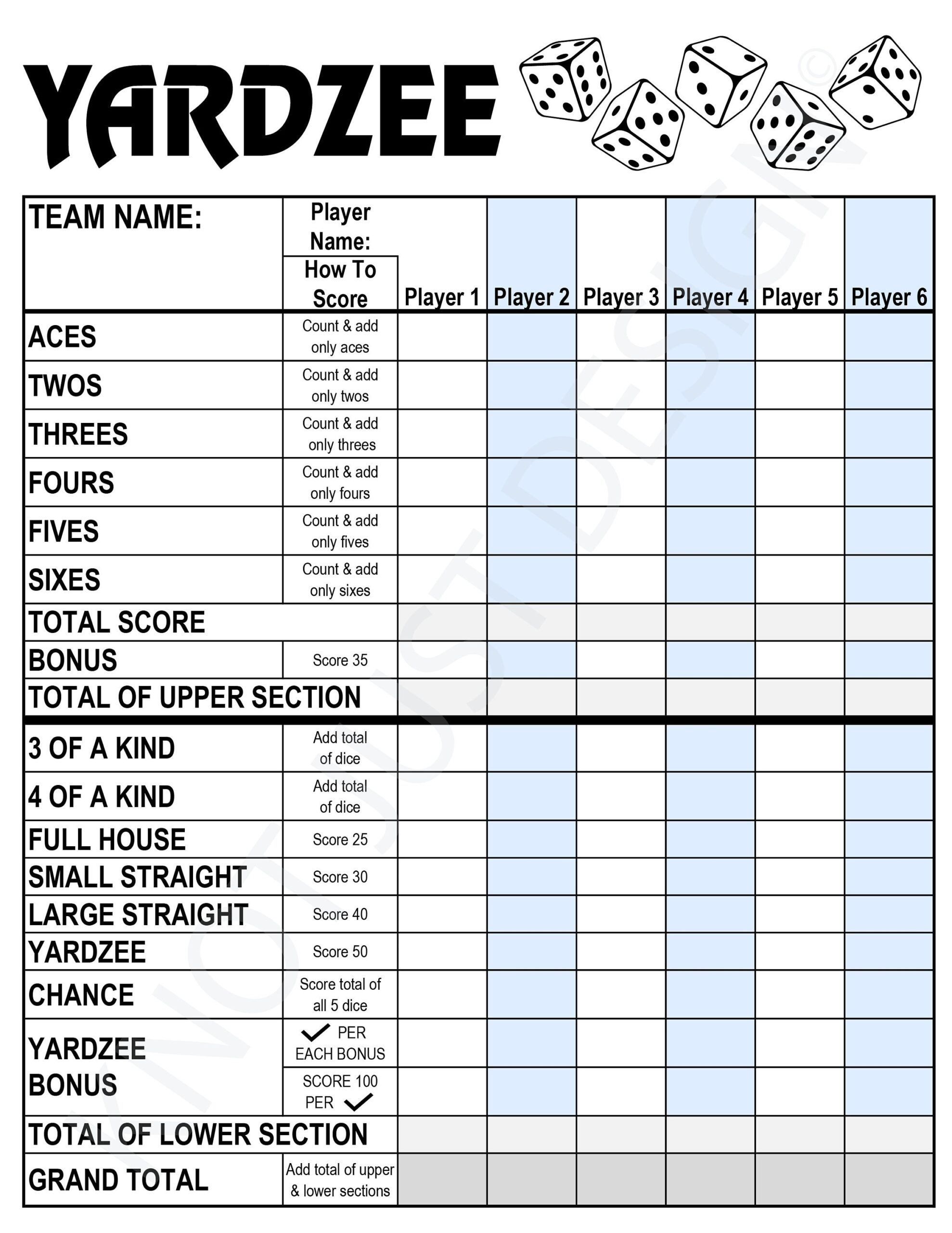 Yardzee Digital Score Card Rules Printable Instant Download Digital File PDF Score Sheet Cricut Yard Games Etsy