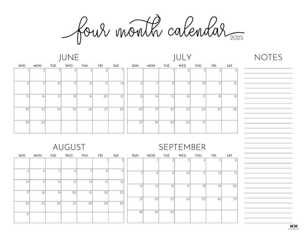 Calendar July August September 2025