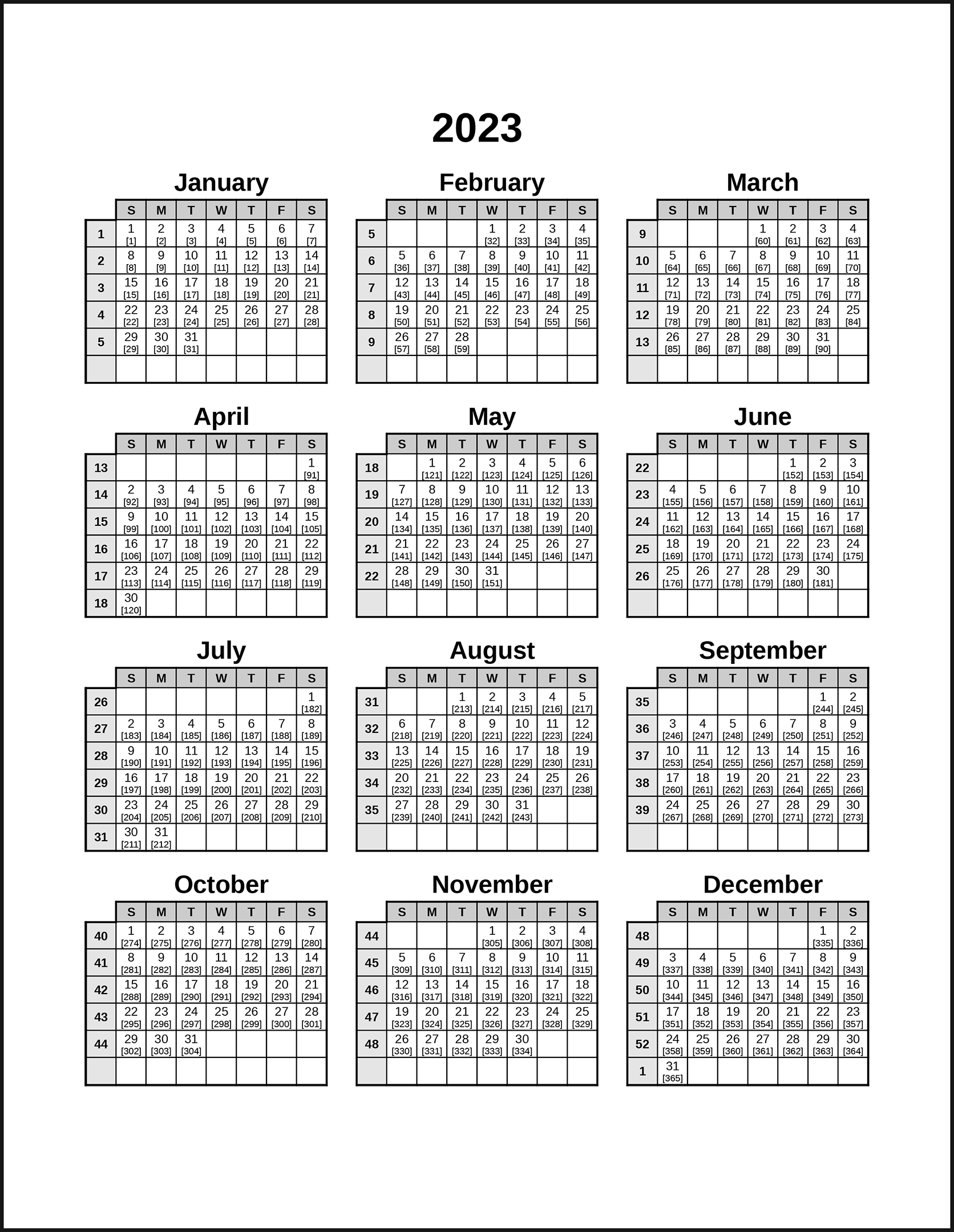 2025 Julian Calendar With Week Numbers