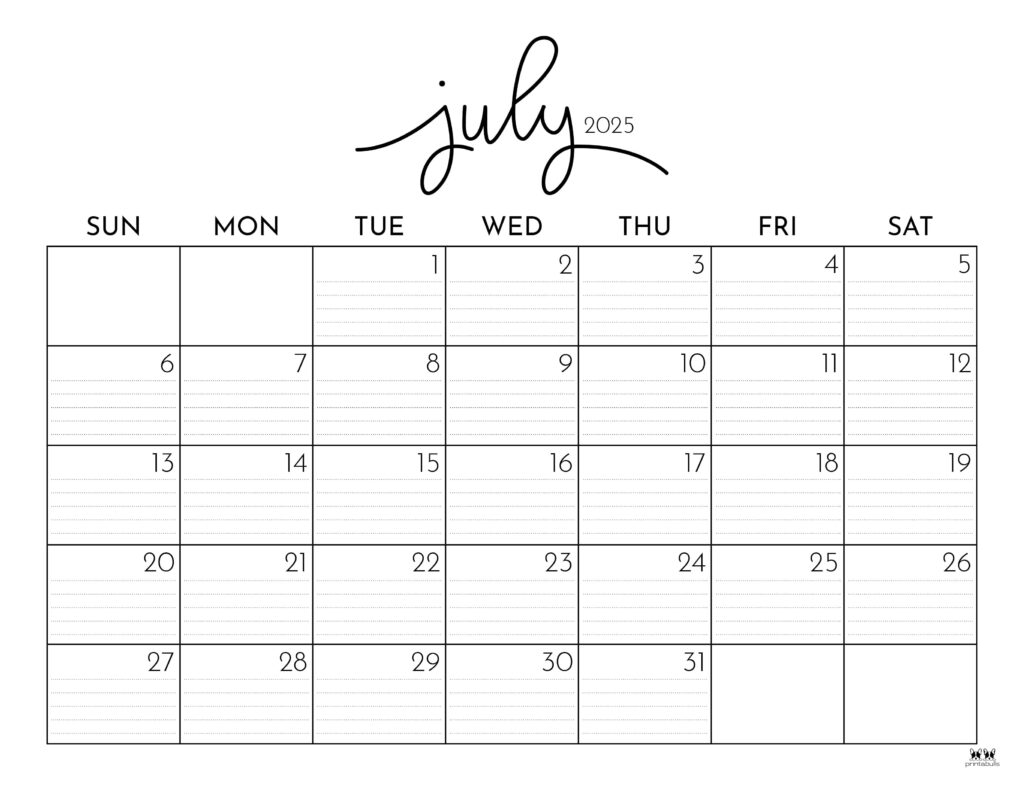 July 2025 Calendar Page