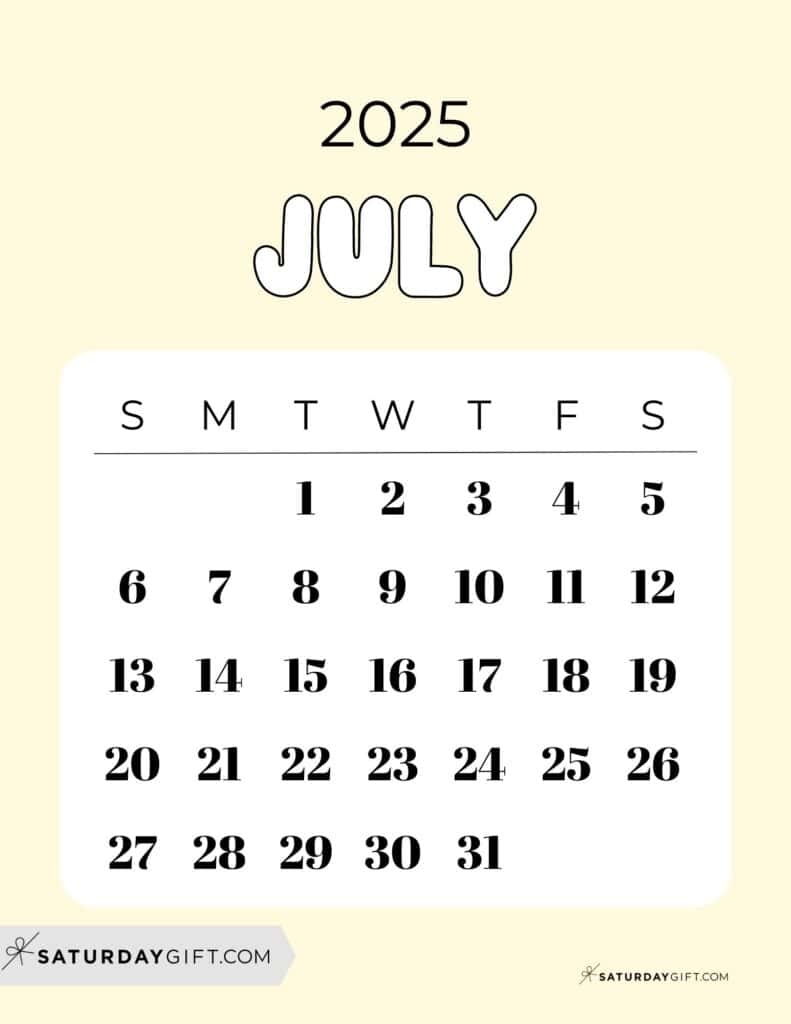 Show Me July 2025 Calendar