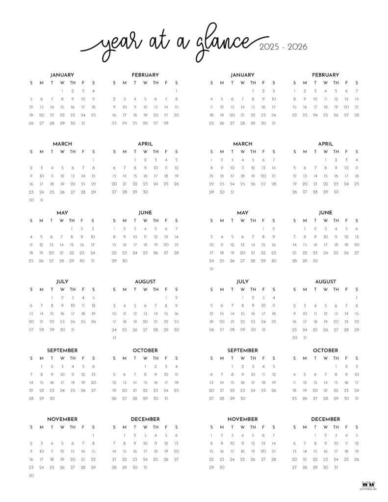 2025 Calendar 2026 Printable Free Download