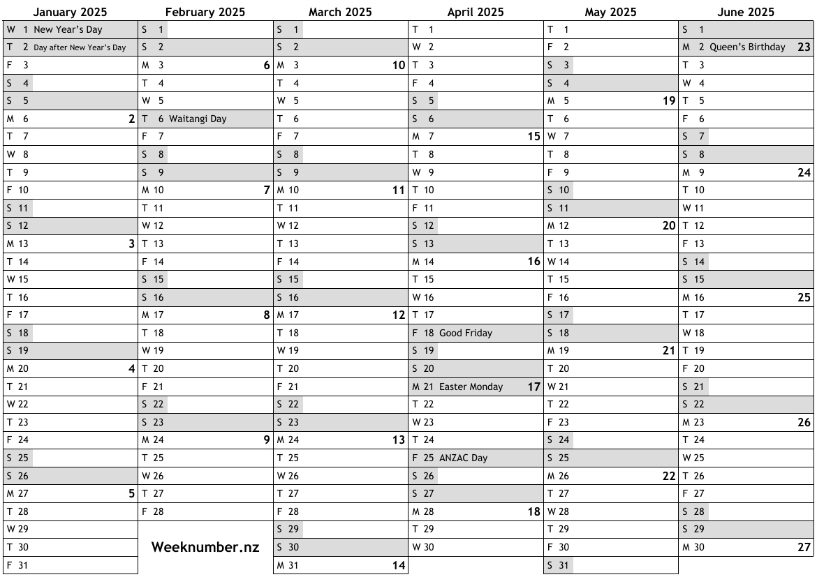 2025 Calendar 1st Half