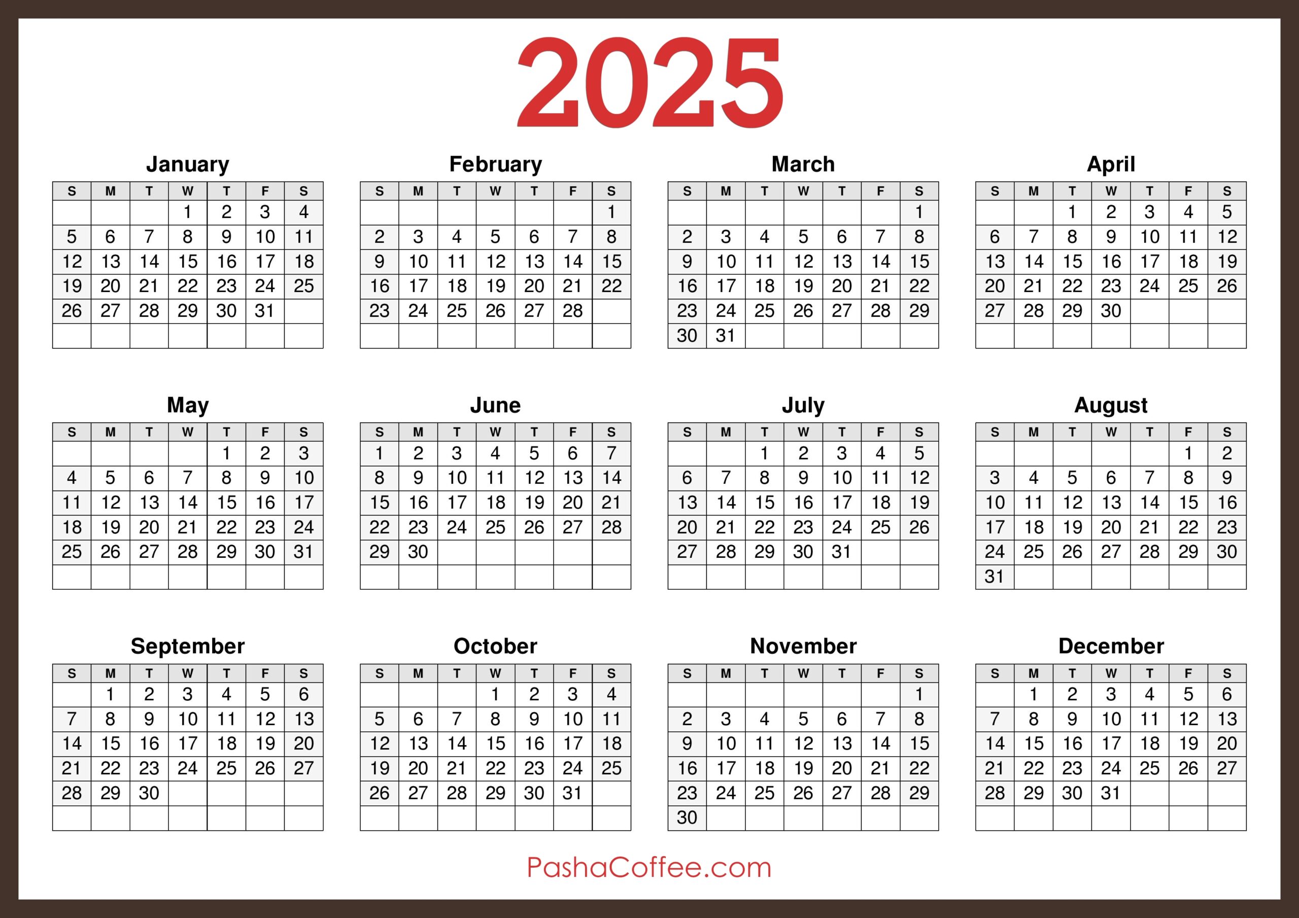 2025 Calendar 8.5 X 11 Printable Free