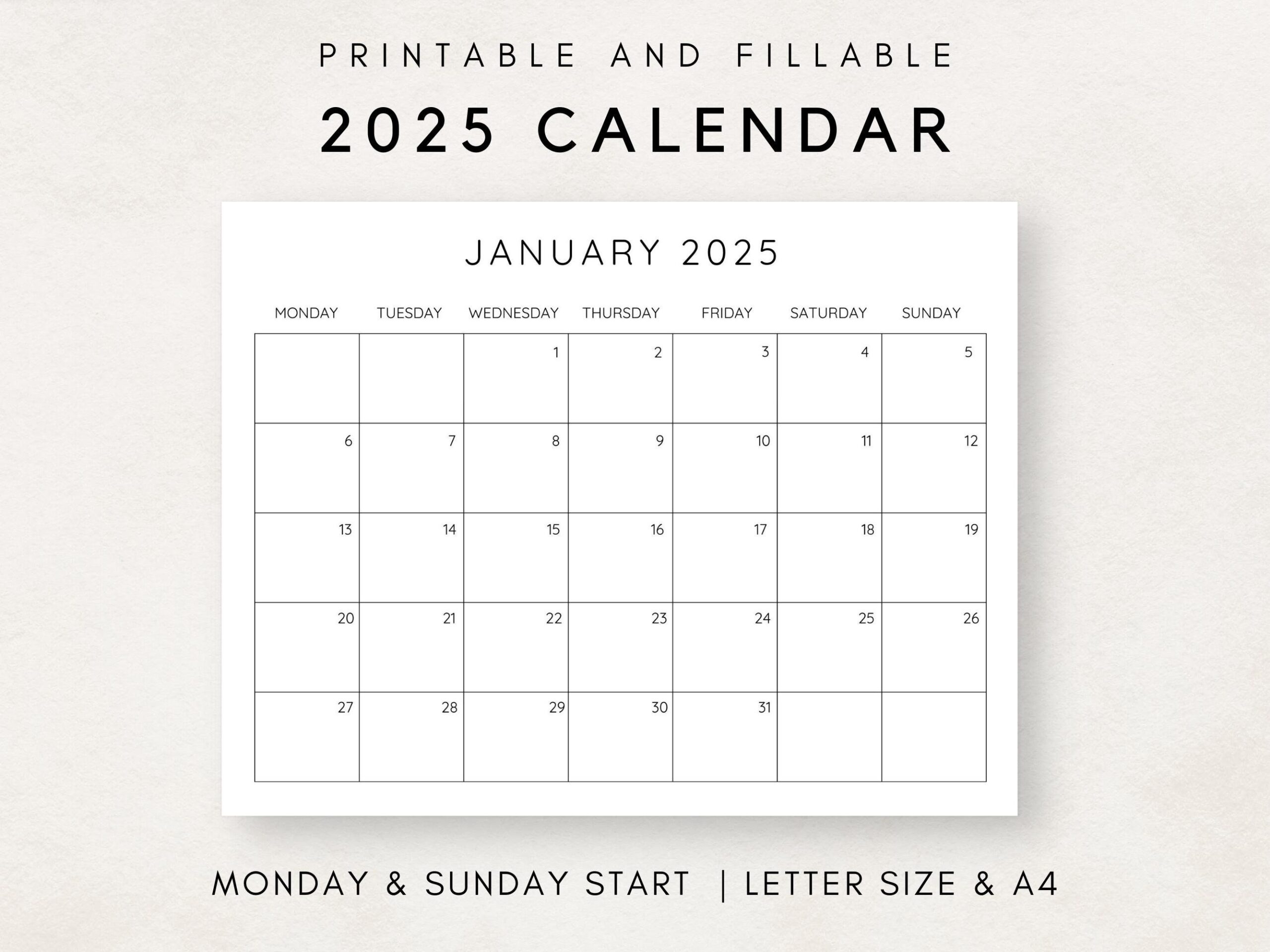 Printable Calendar 2025 By Month