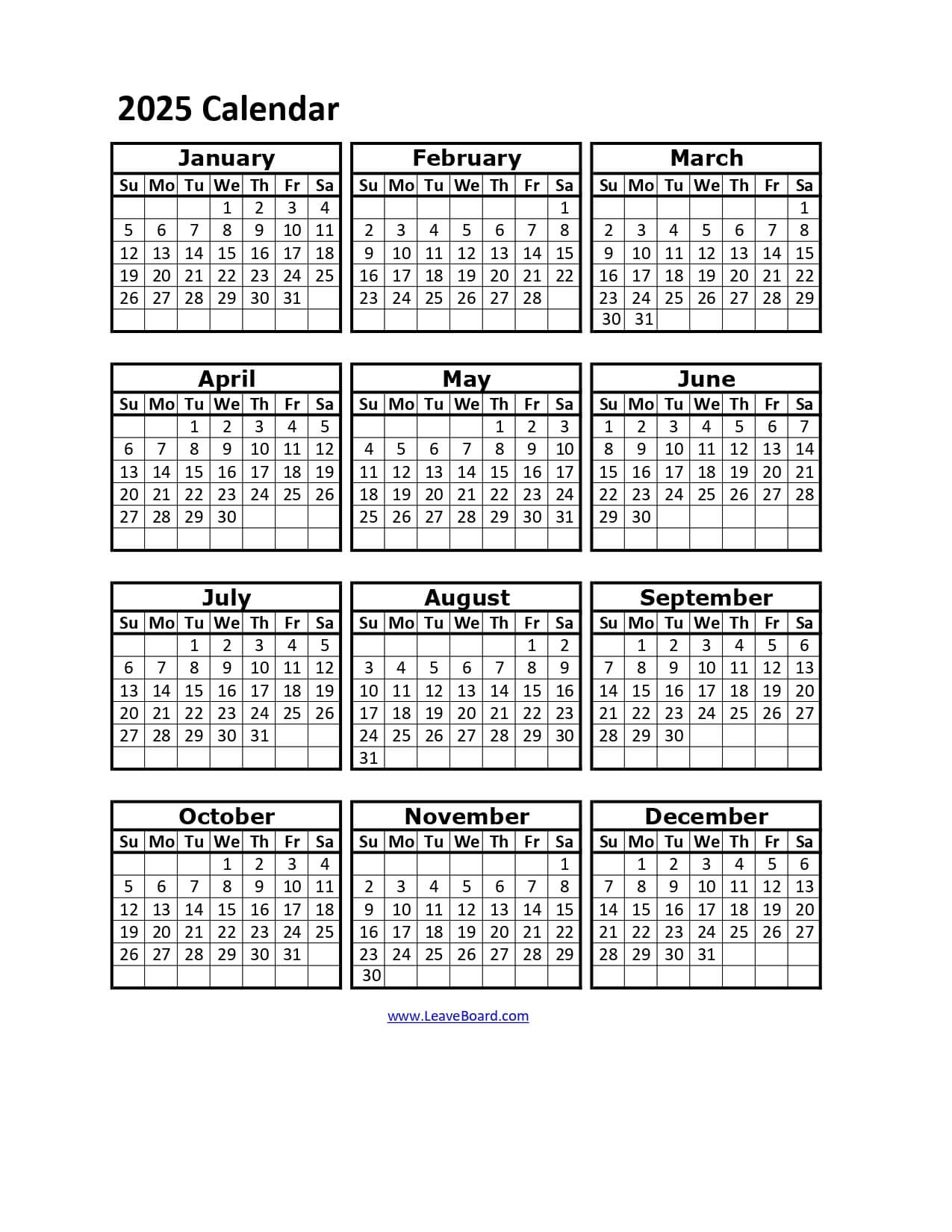 2025 Calendar With Holidays Printable Excel
