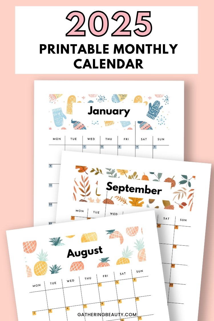 Cute Free Printable Calendar 2025