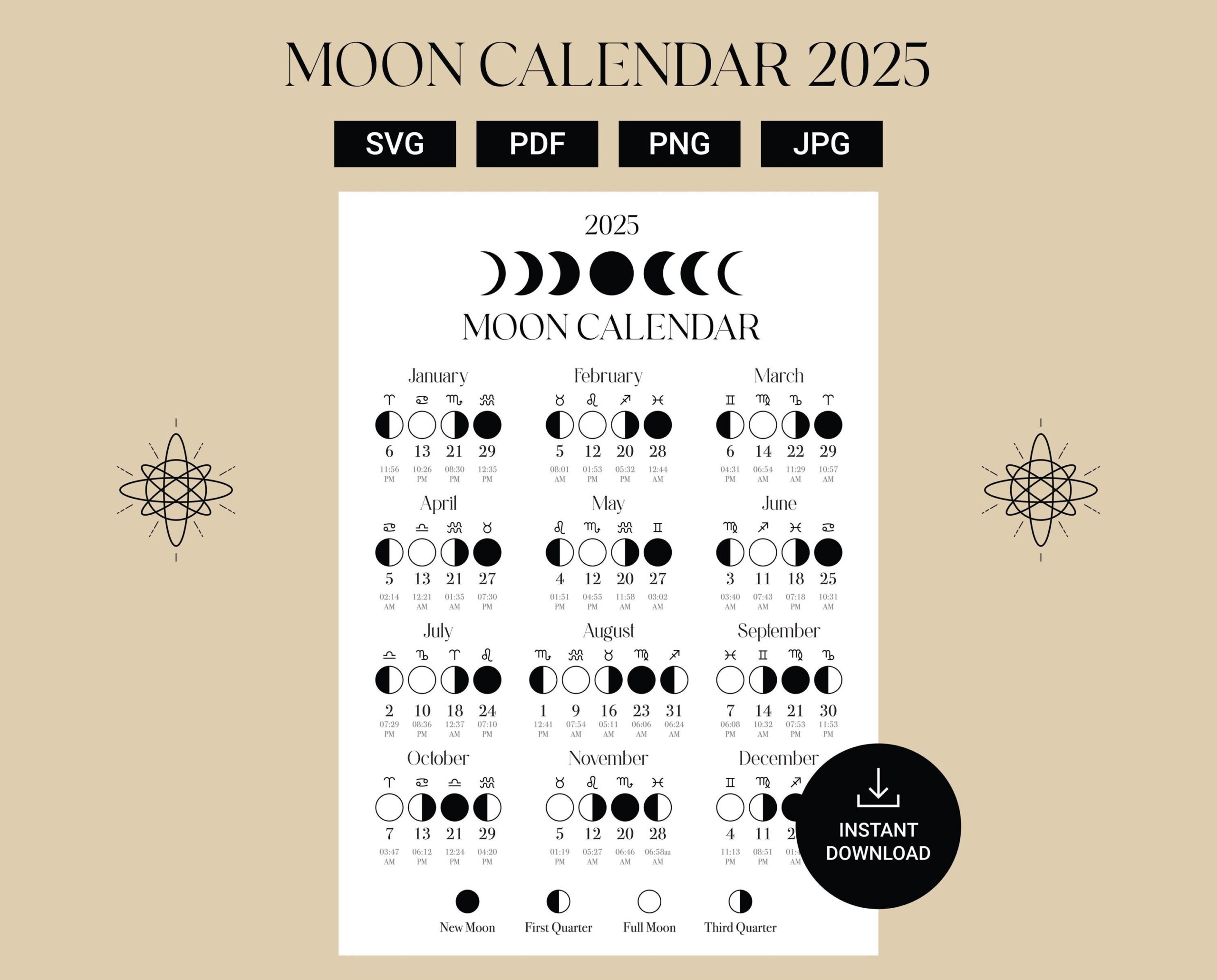 Printable Moon Phase Calendar 2025