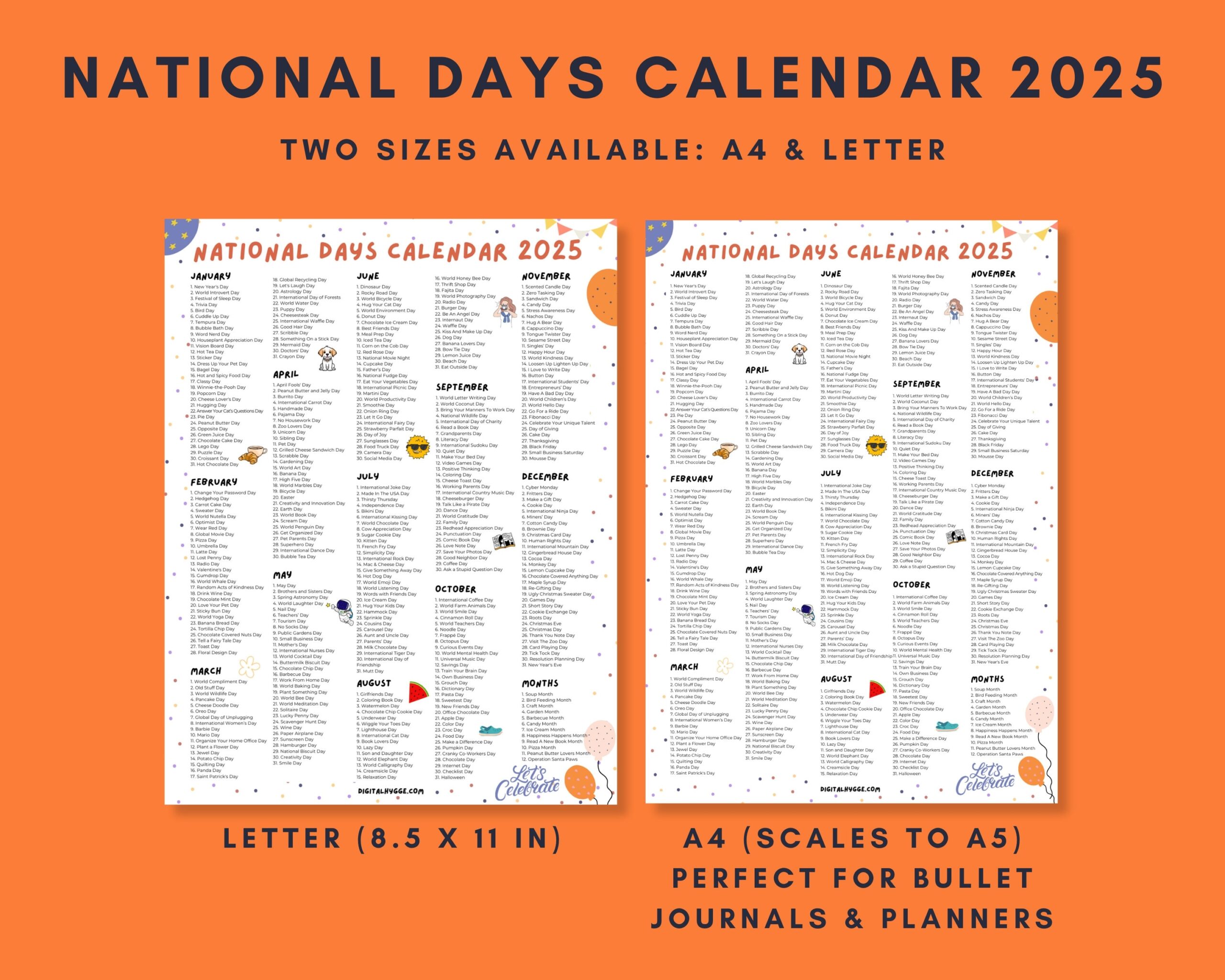 National Days 2025 Calendar Printable Free