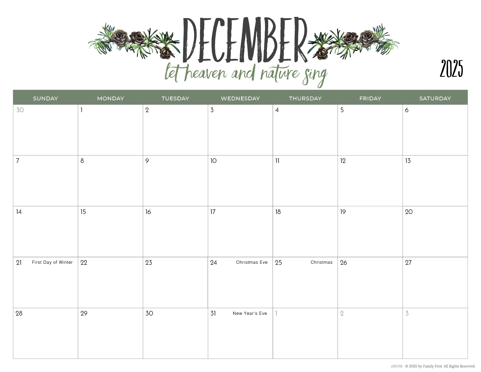 Imom Printable Calendar 2025