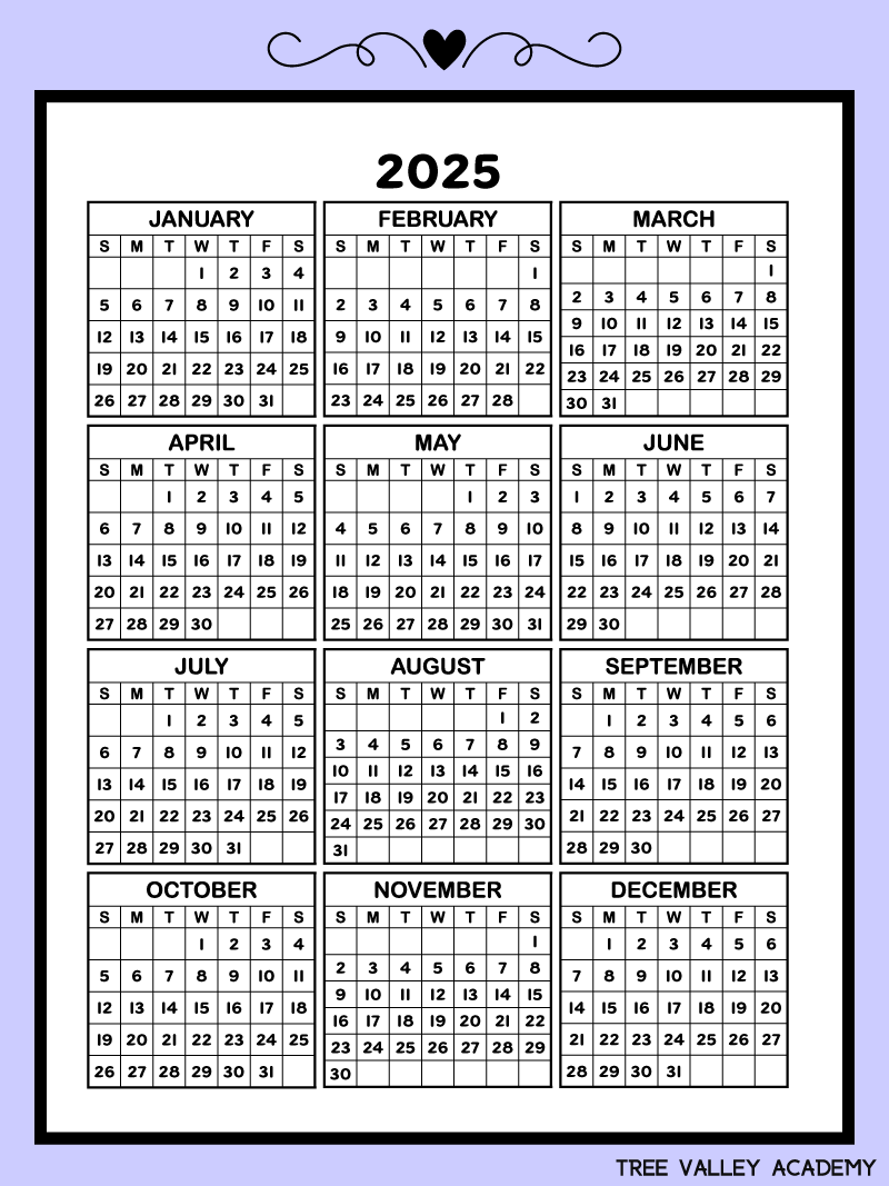 One Page 2025 Calendar Printable Free