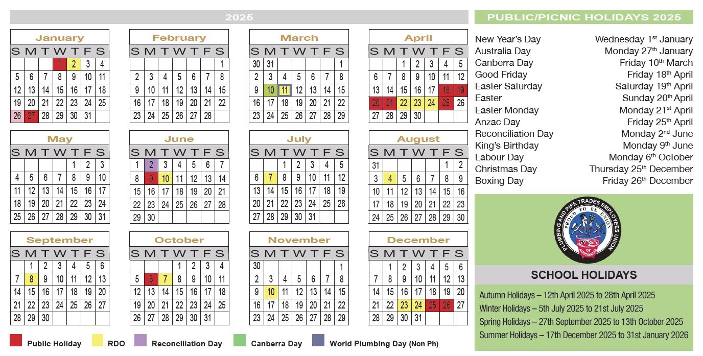 Cfmeu Rdo Calendar 2025 Vic Printable Pdf Download Australia