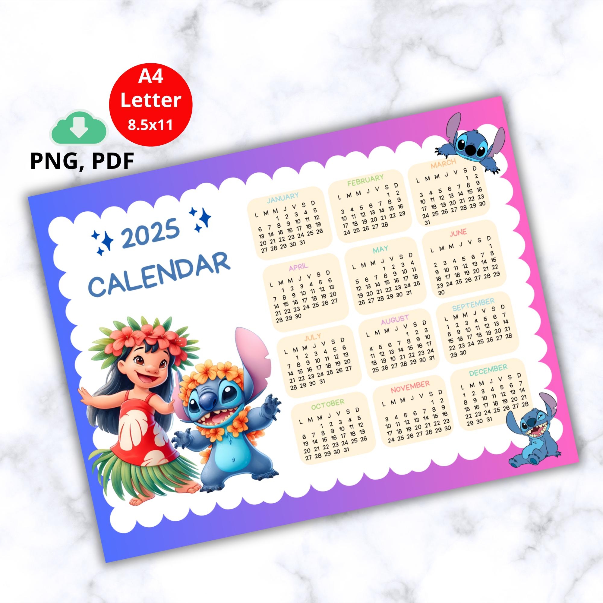Stitch Calendar 2025 Printable