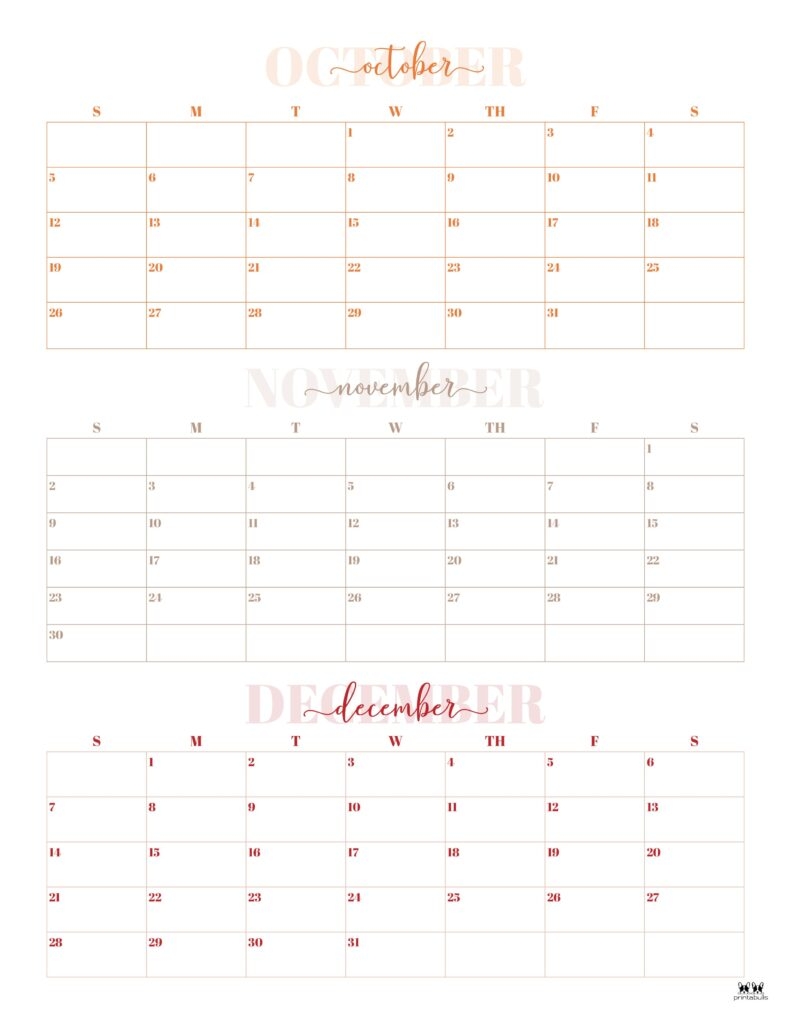 Printable 3 Month Calendar 2025