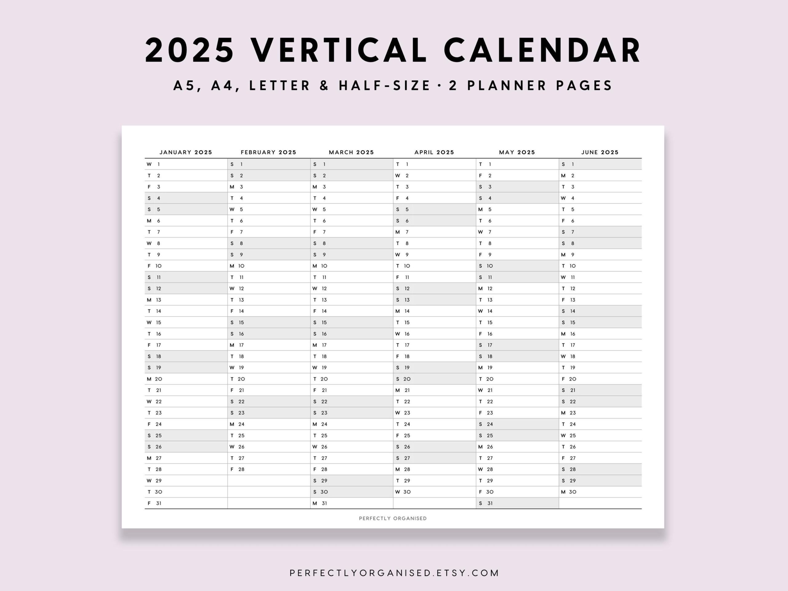 2025 Calendar Printable Vertical