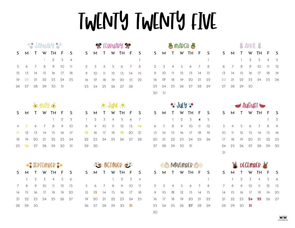 Printable 2025 Annual Calendar
