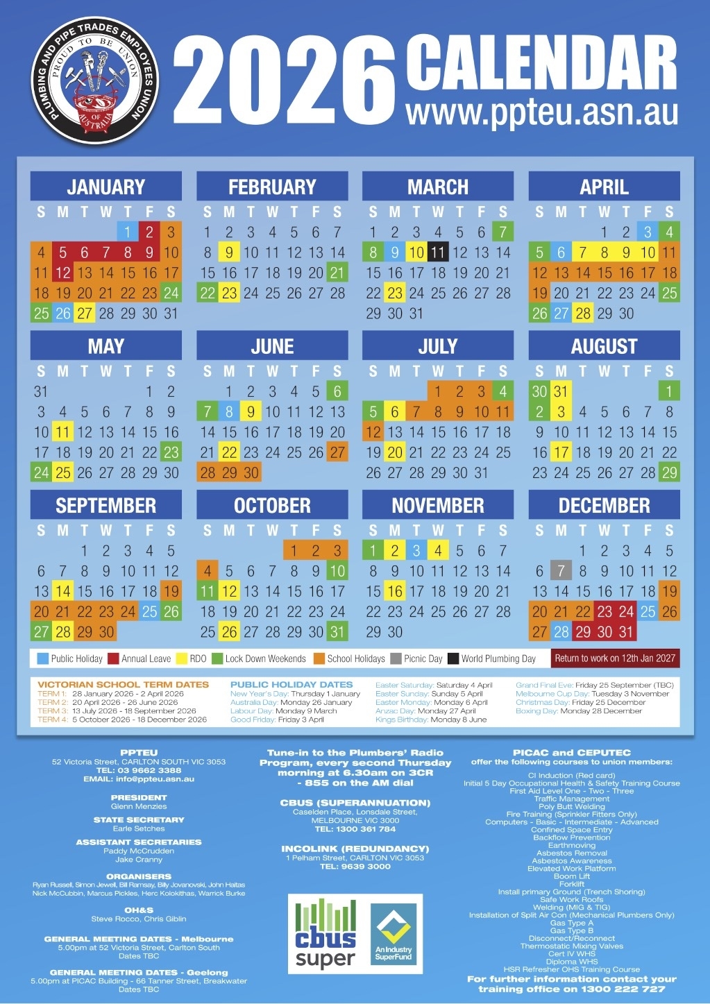 Cfmeu Rdo Calendar 2025 Vic Printable Pdf Download