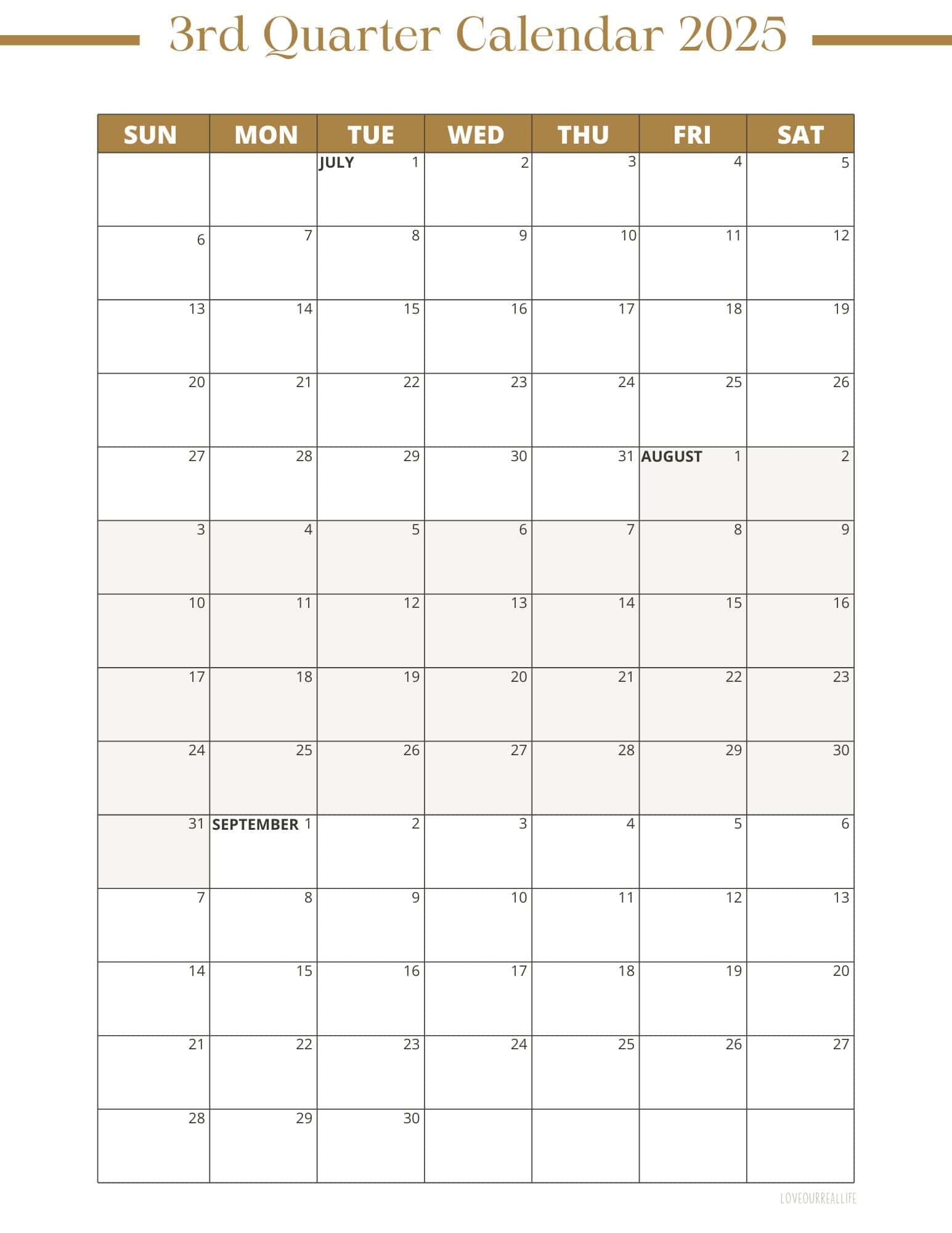 3 Month Calendar 2025 Printable
