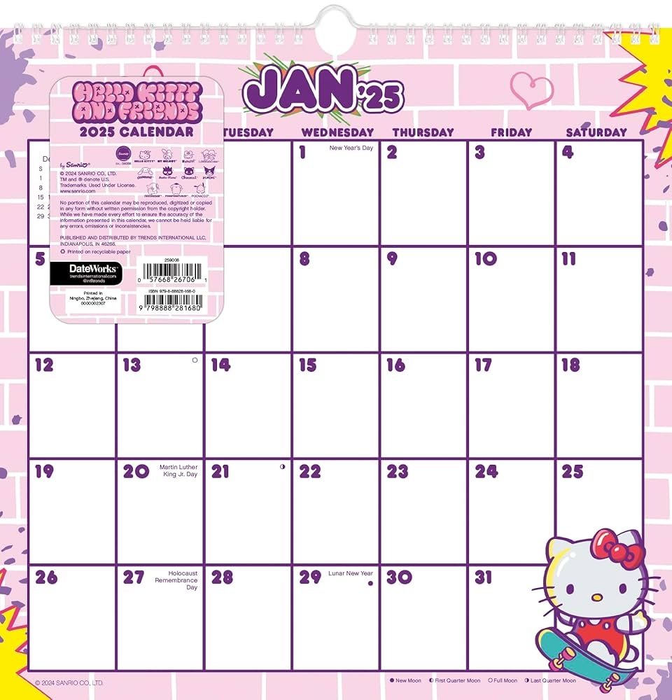 12 Month Free Printable Hello Kitty Calendar 2025