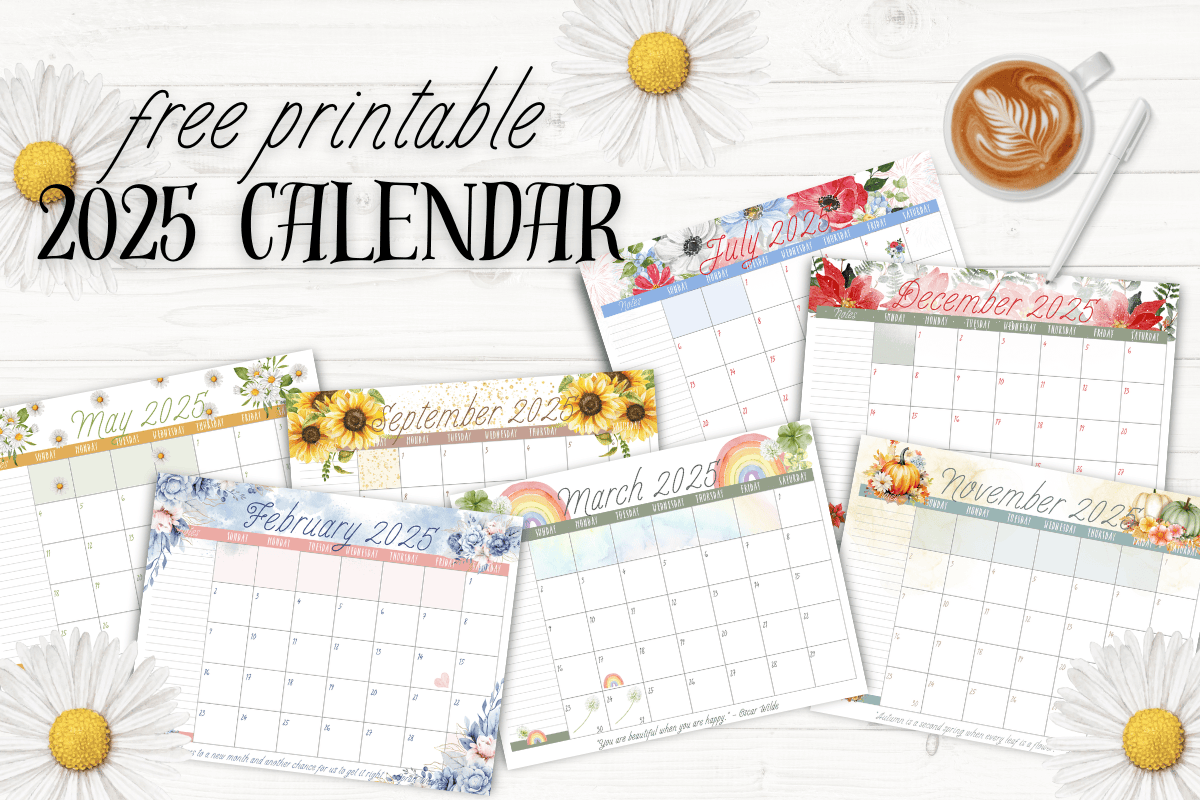 Free Printable Floral Calendar 2025